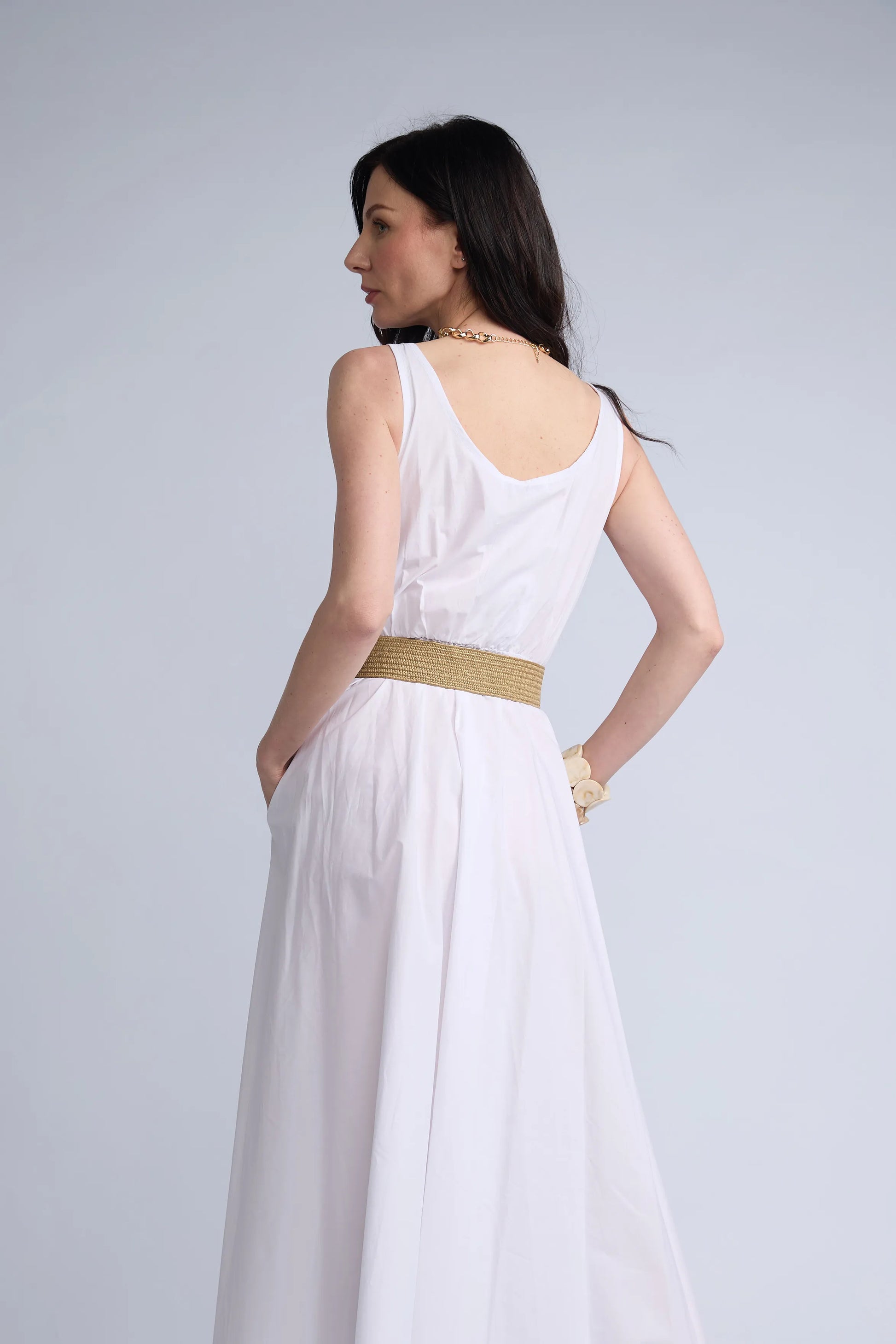 Vestido Tira Ancha Cinturon