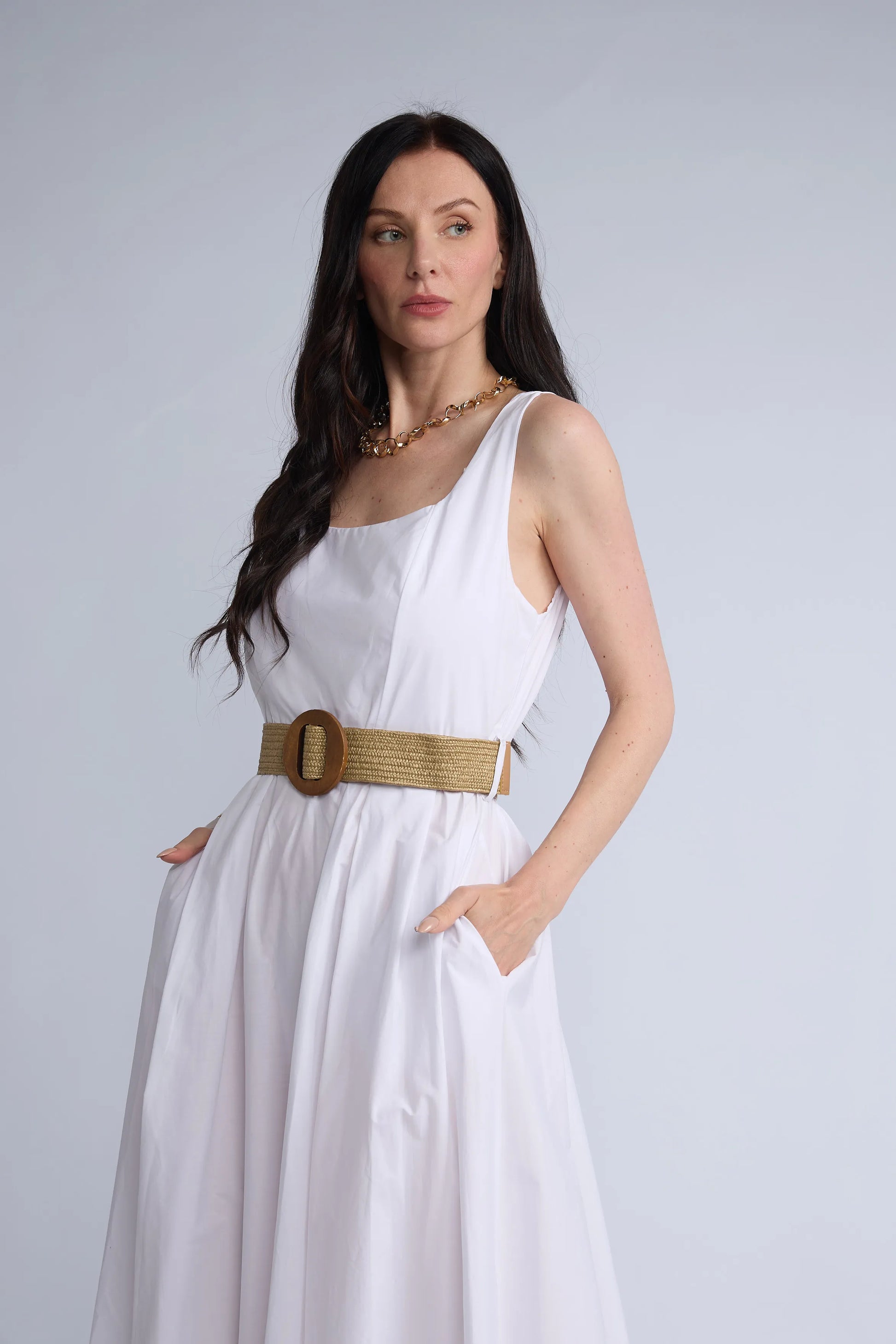 Vestido Tira Ancha Cinturon