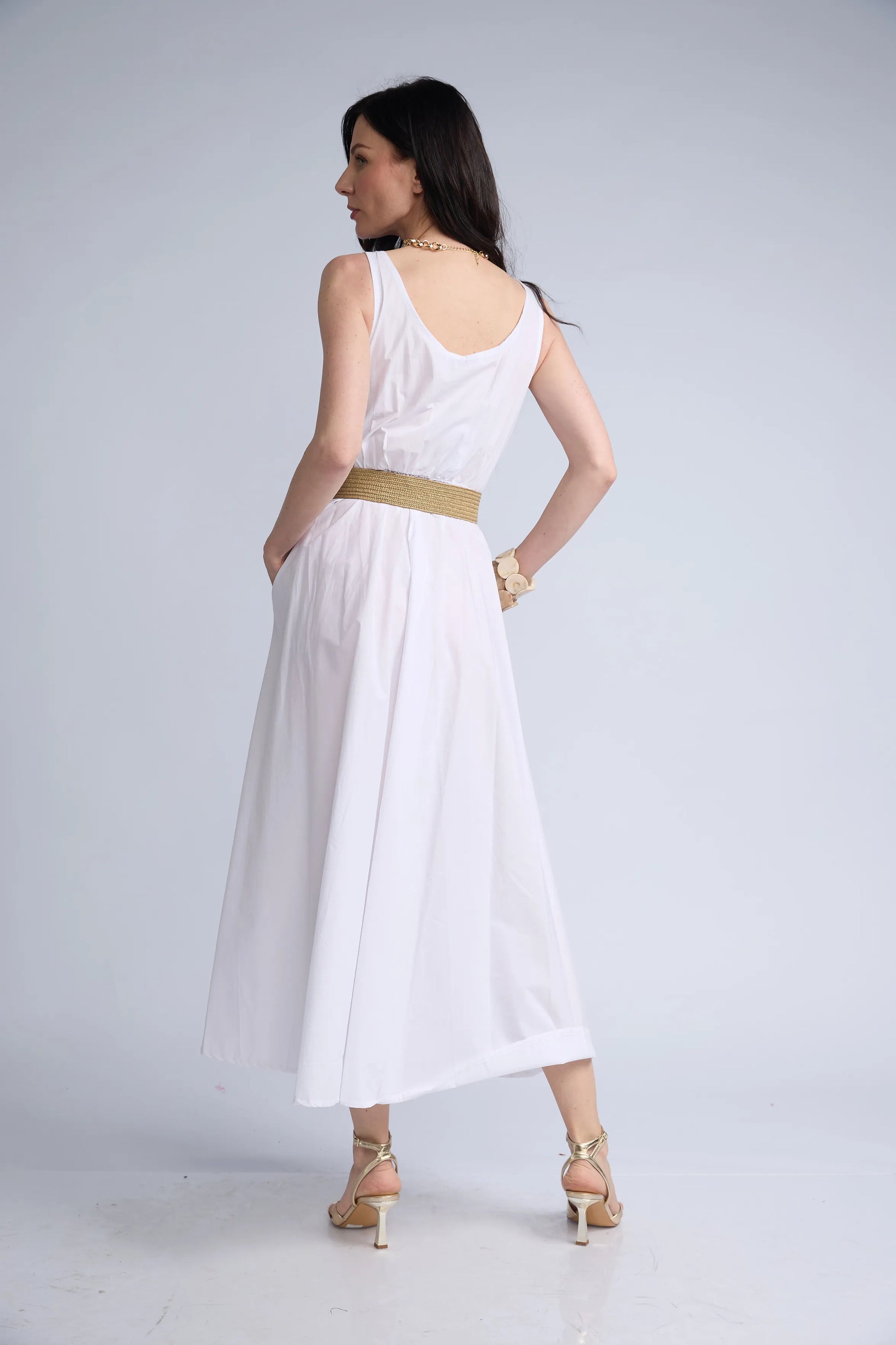 Vestido Tira Ancha Cinturon