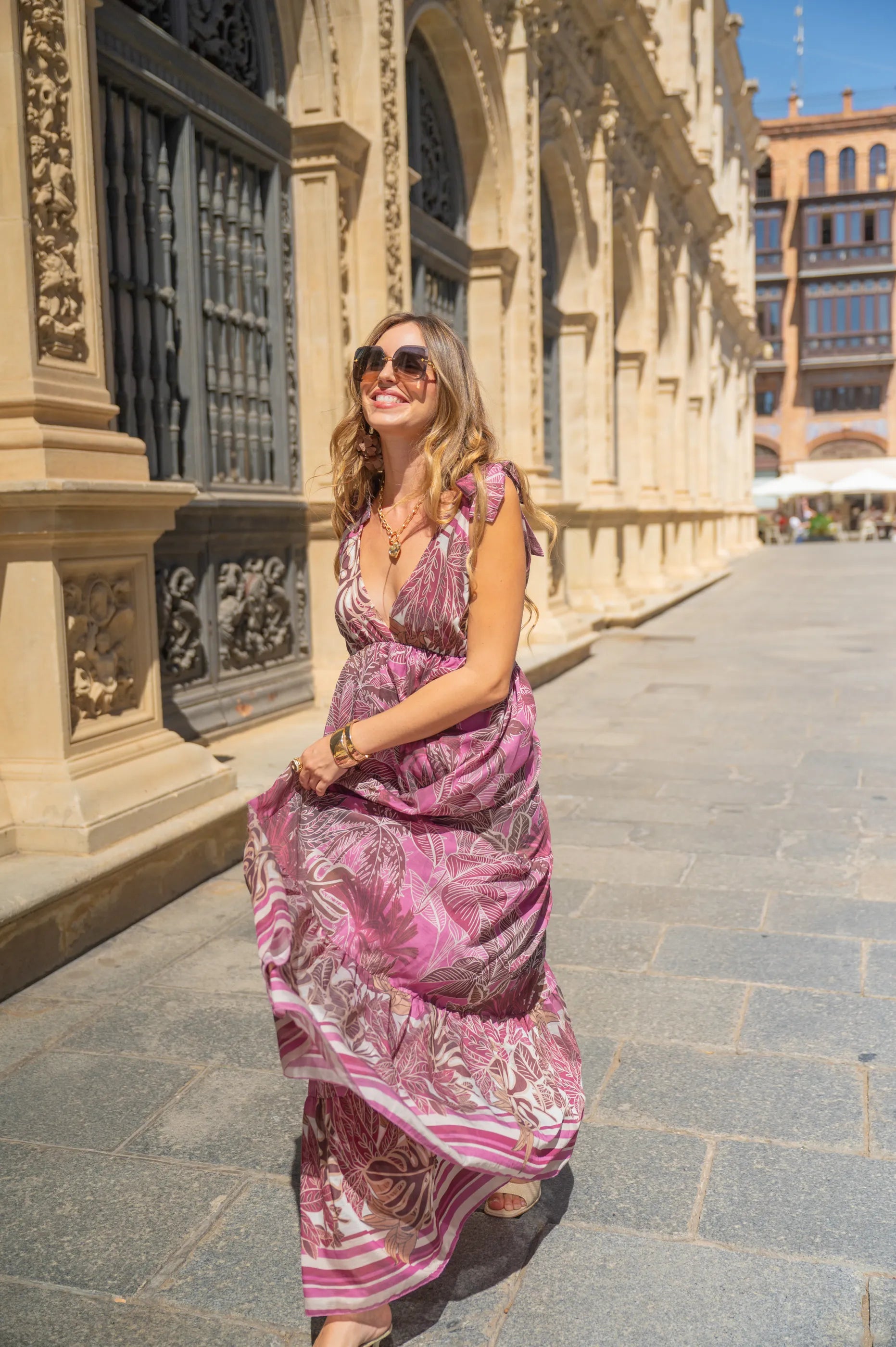 Vestido Estamapado Amarre Hombros