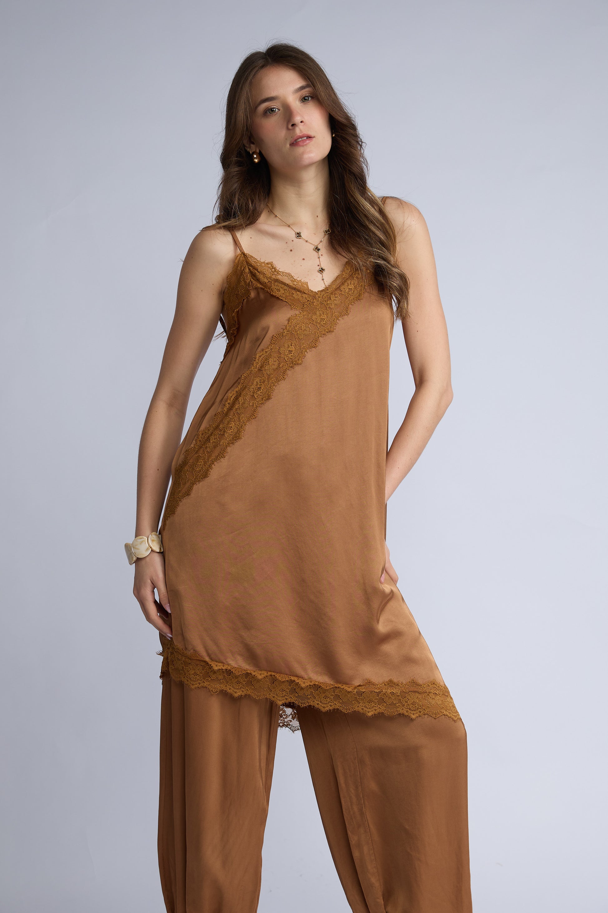 Vestido Lencero Basta Diagonal
