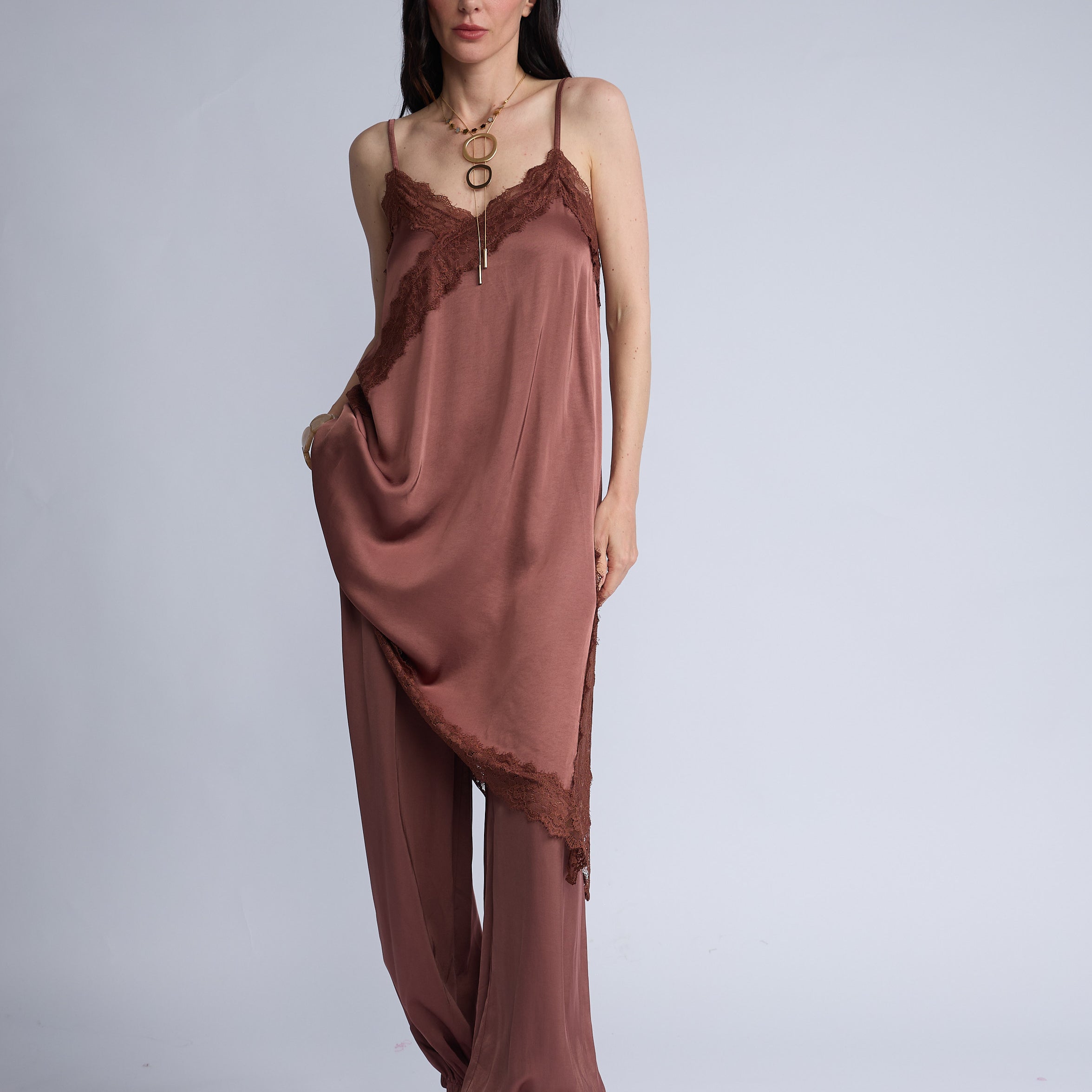 Vestido Lencero Basta Diagonal
