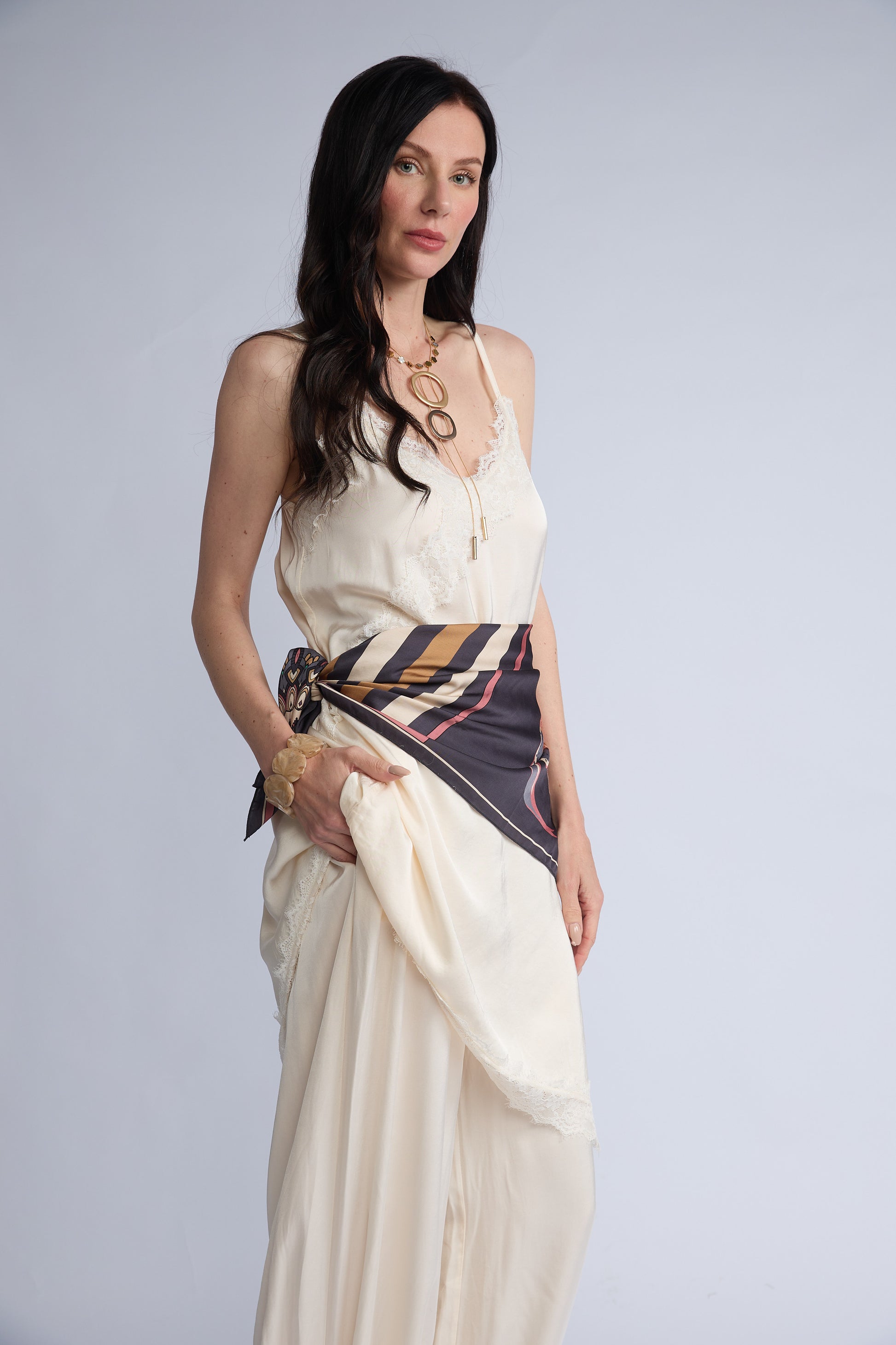 Vestido Lencero Basta Diagonal