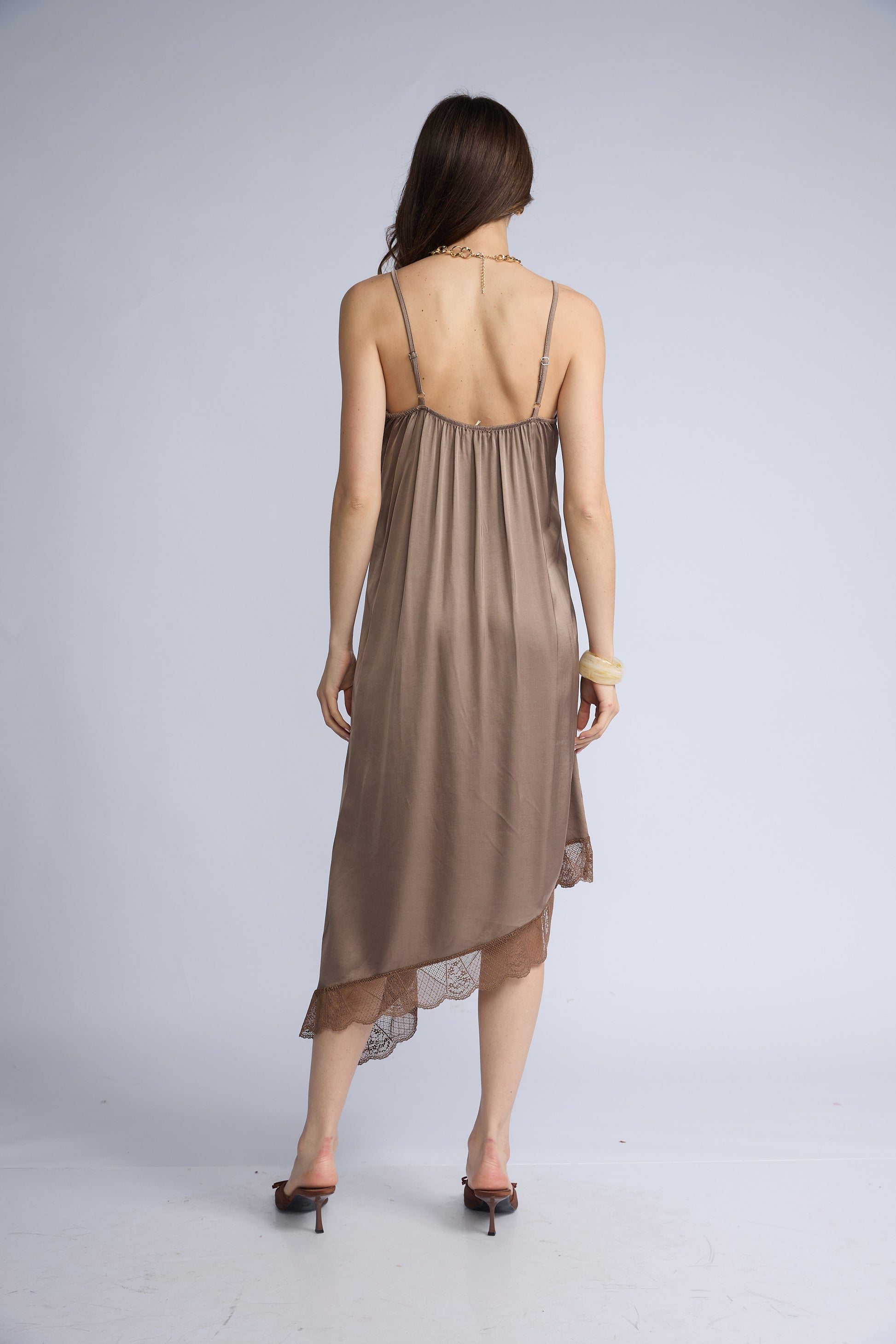 Vestido Lencero Encaje Diagonal