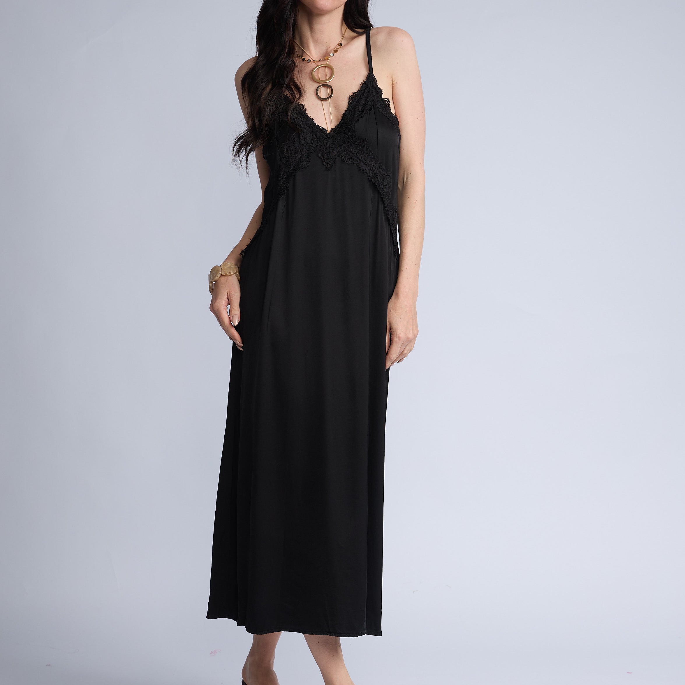 Vestido Lencero Encaje Escote