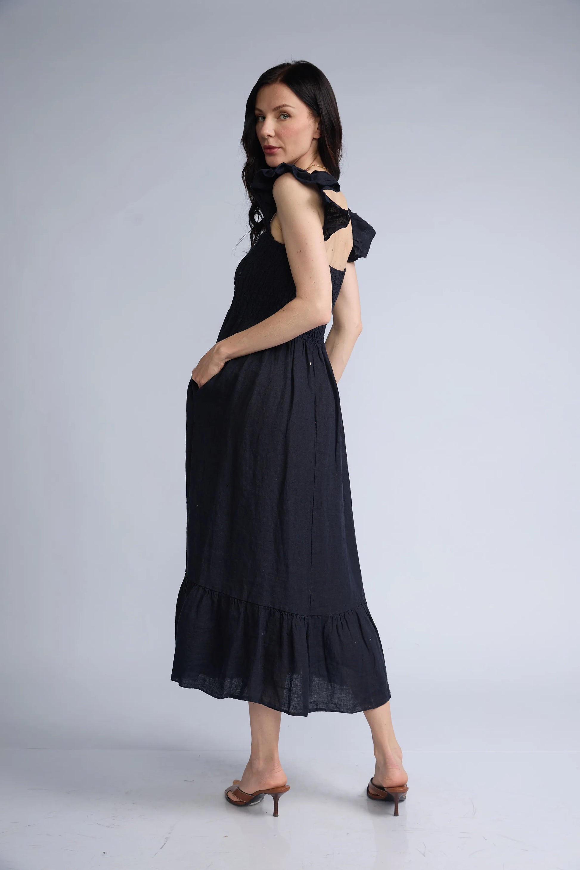 Vestido Lino Panal Vuelos