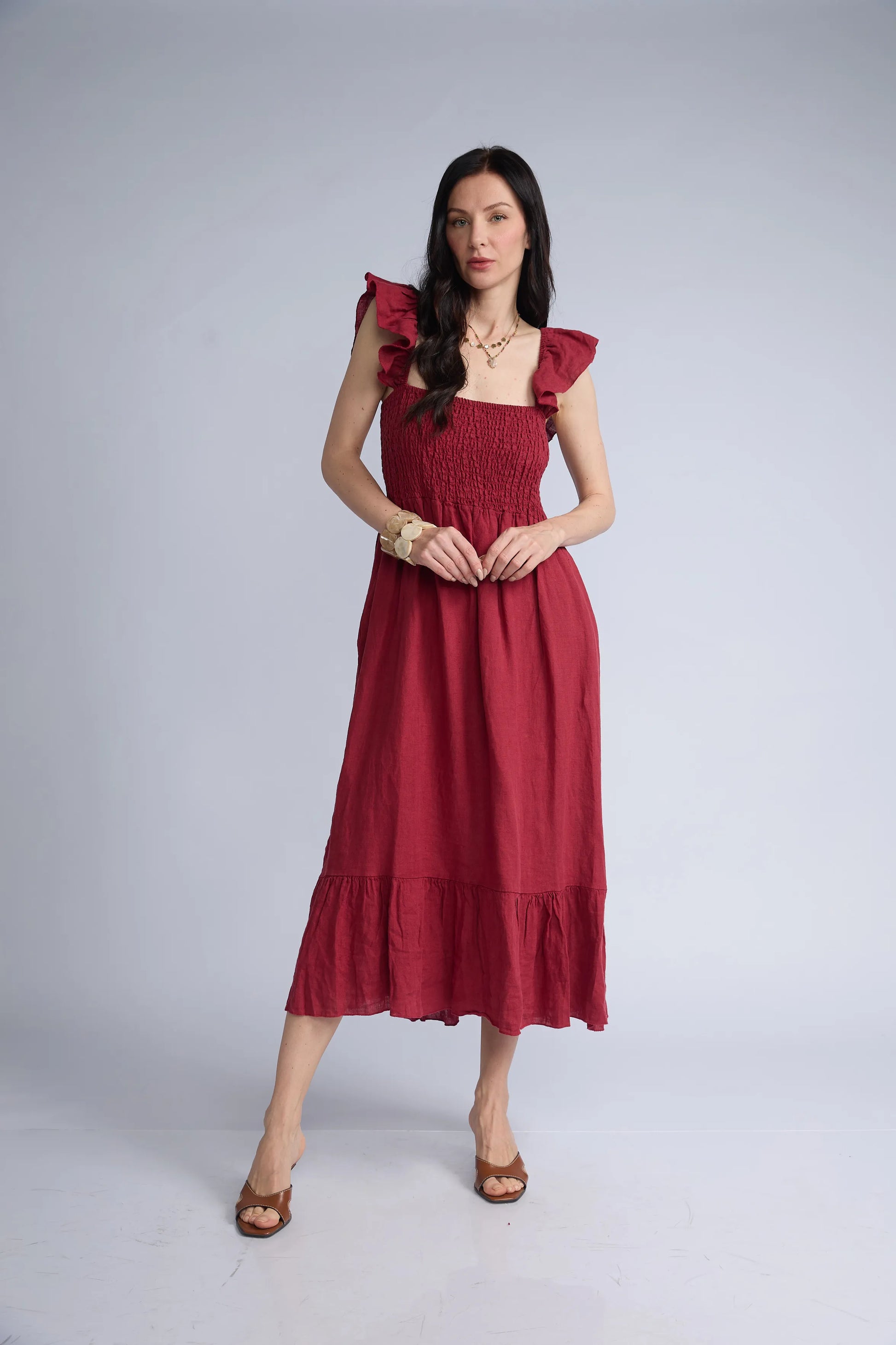 Vestido Lino Panal Vuelos