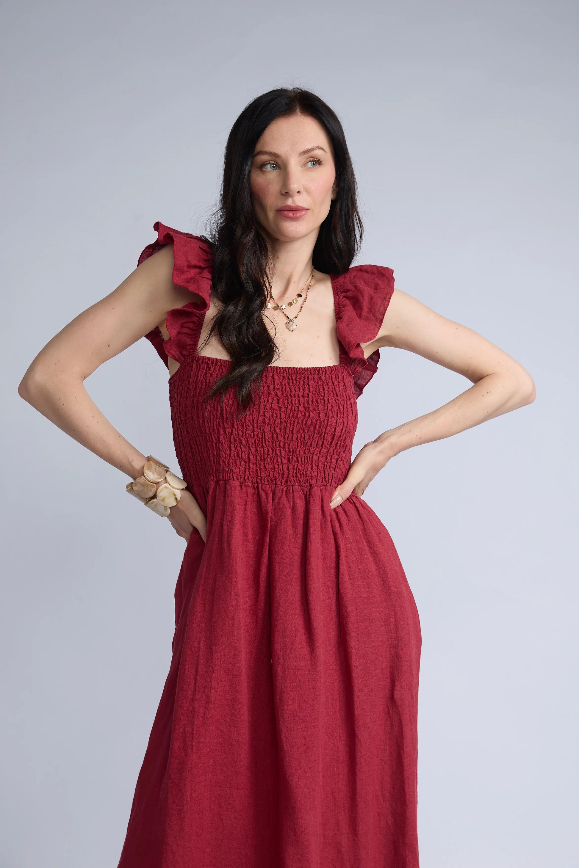 Vestido Lino Panal Vuelos