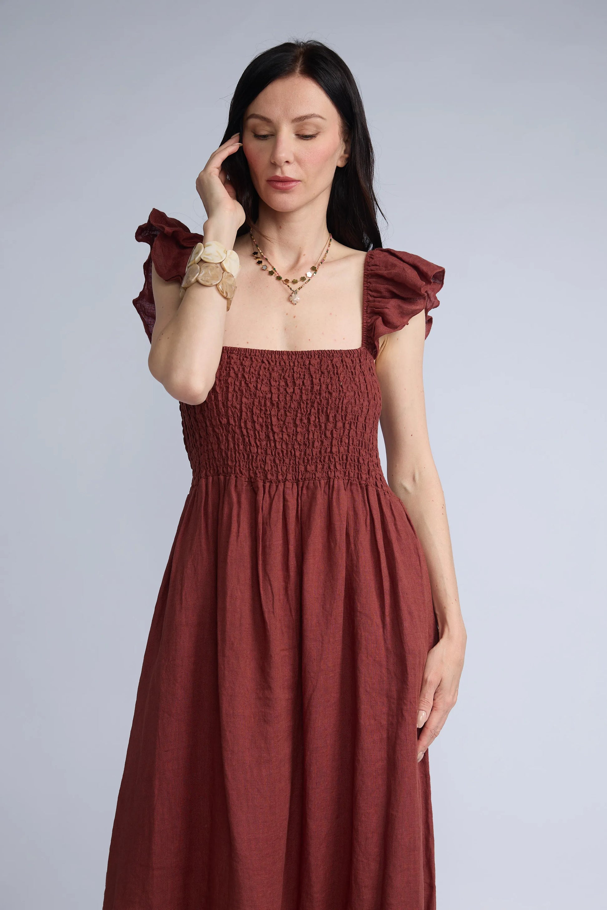 Vestido Lino Panal Vuelos