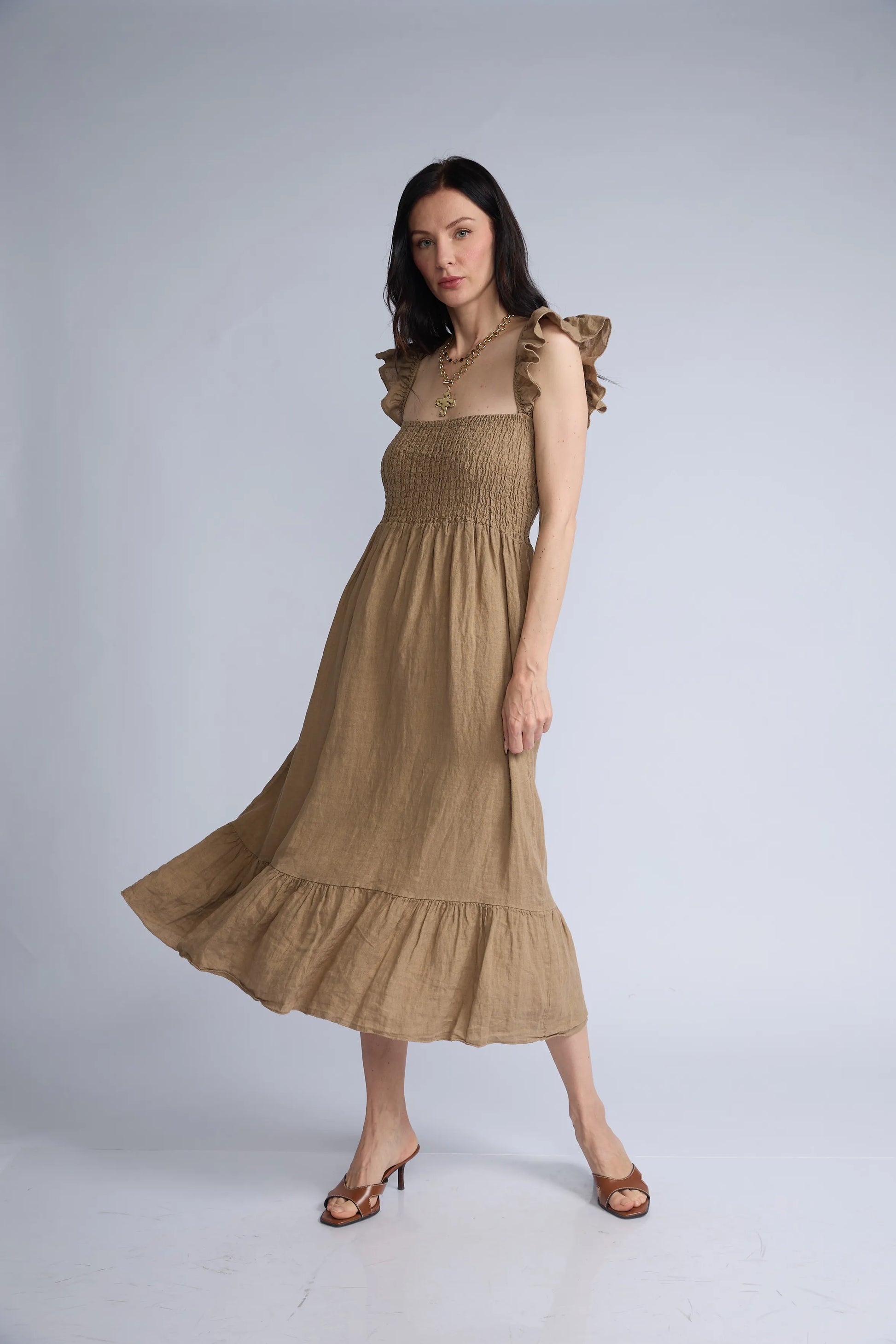 Vestido Lino Panal Vuelos