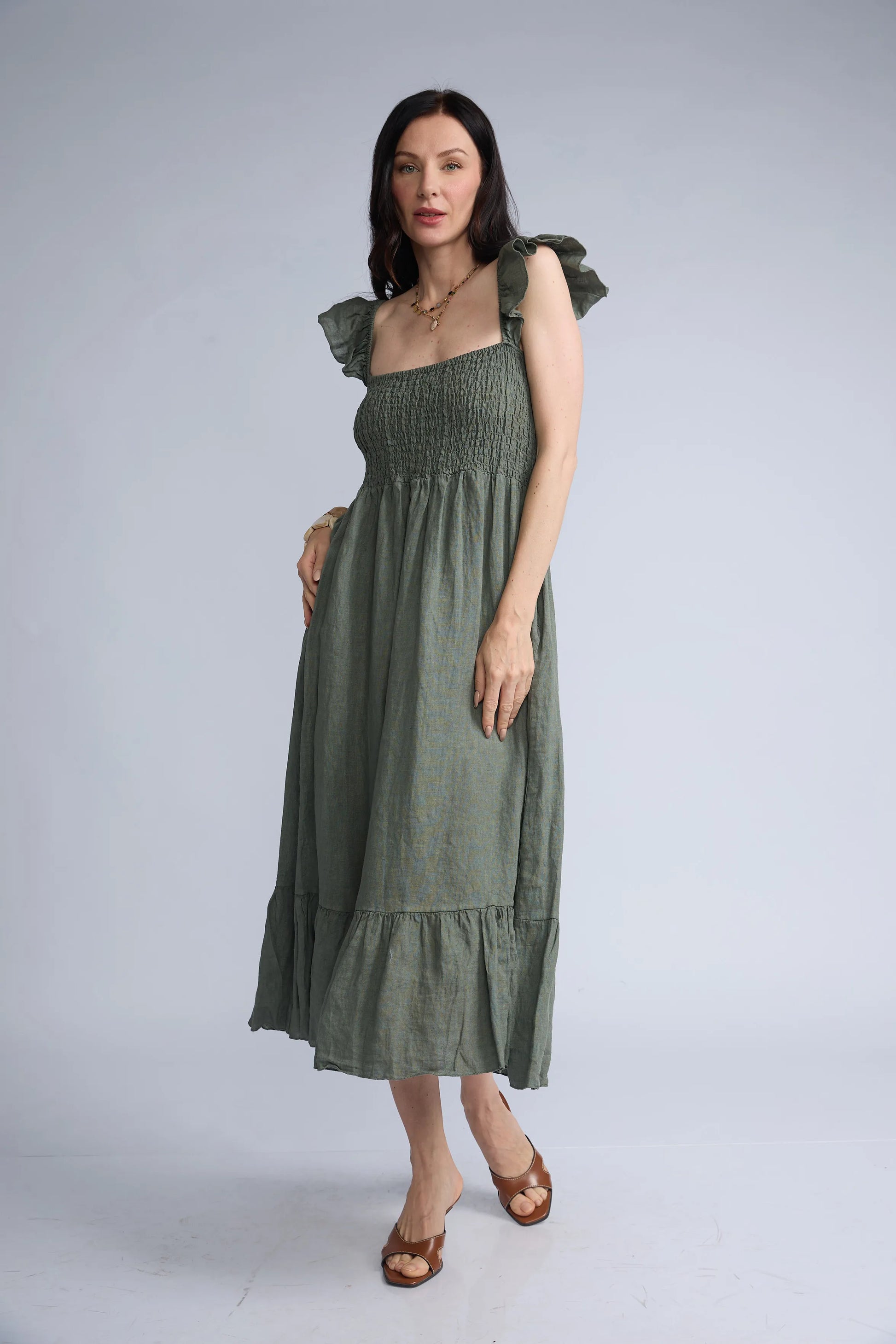 Vestido Lino Panal Vuelos