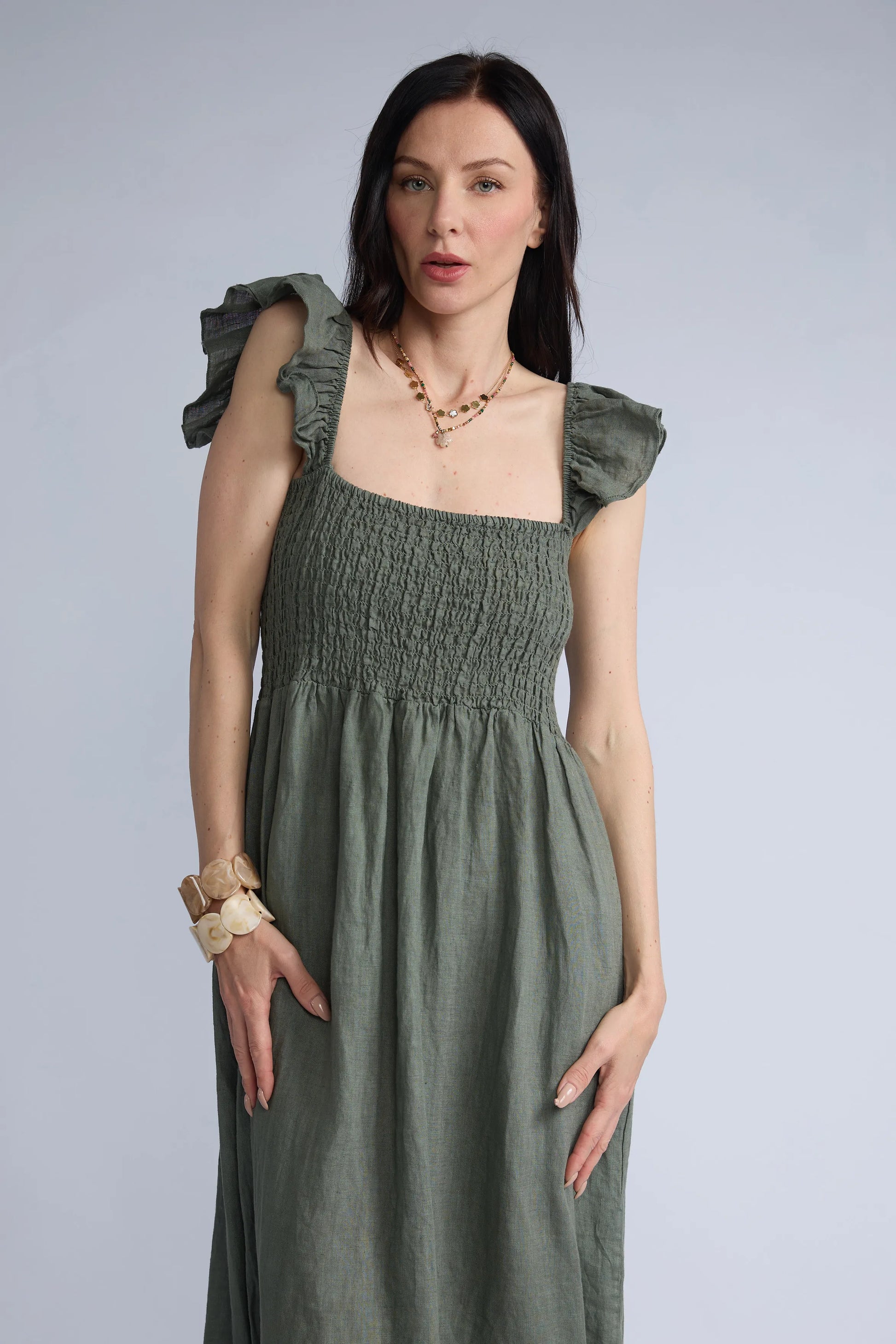 Vestido Lino Panal Vuelos