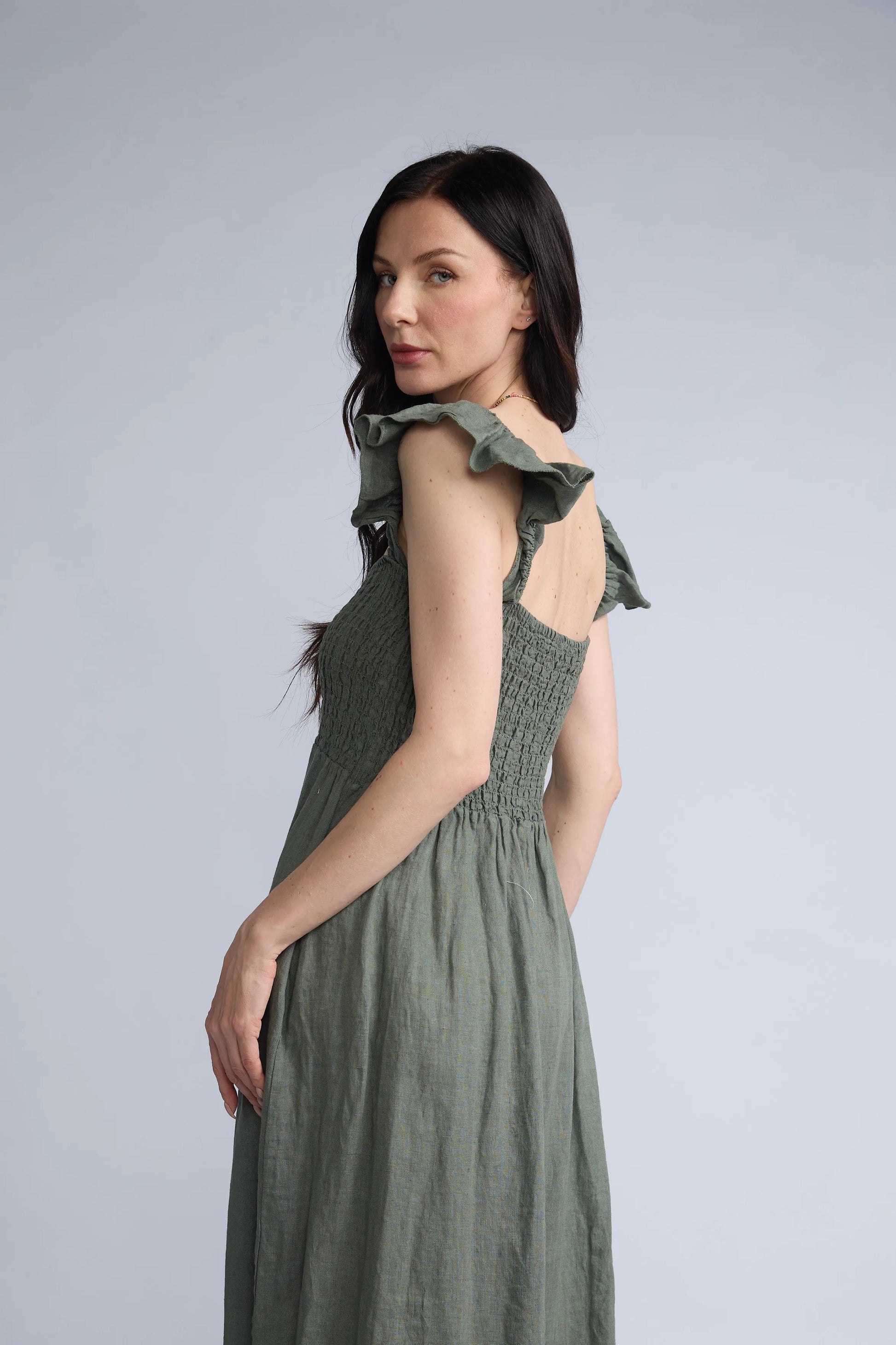 Vestido Lino Panal Vuelos