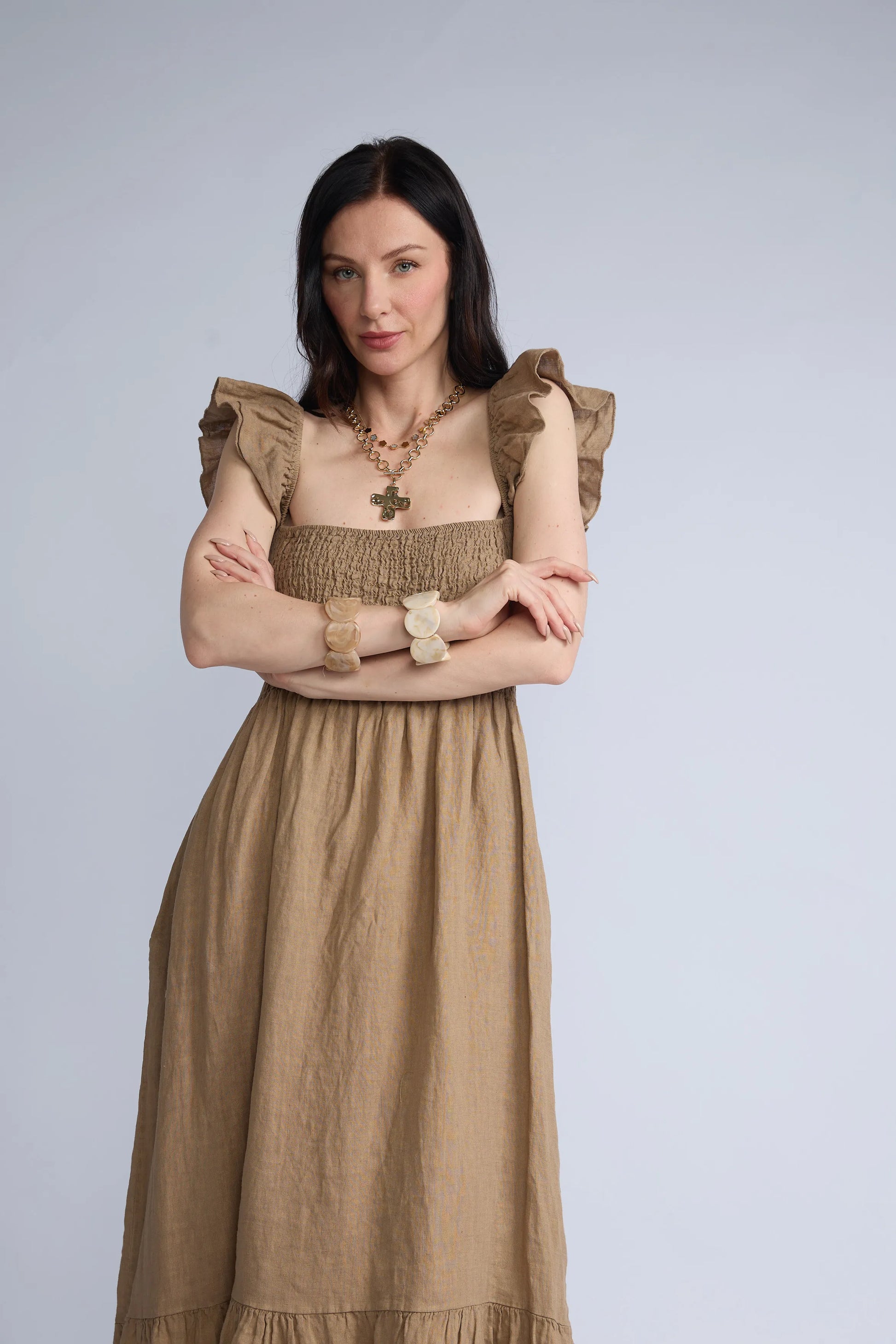 Vestido Lino Panal Vuelos