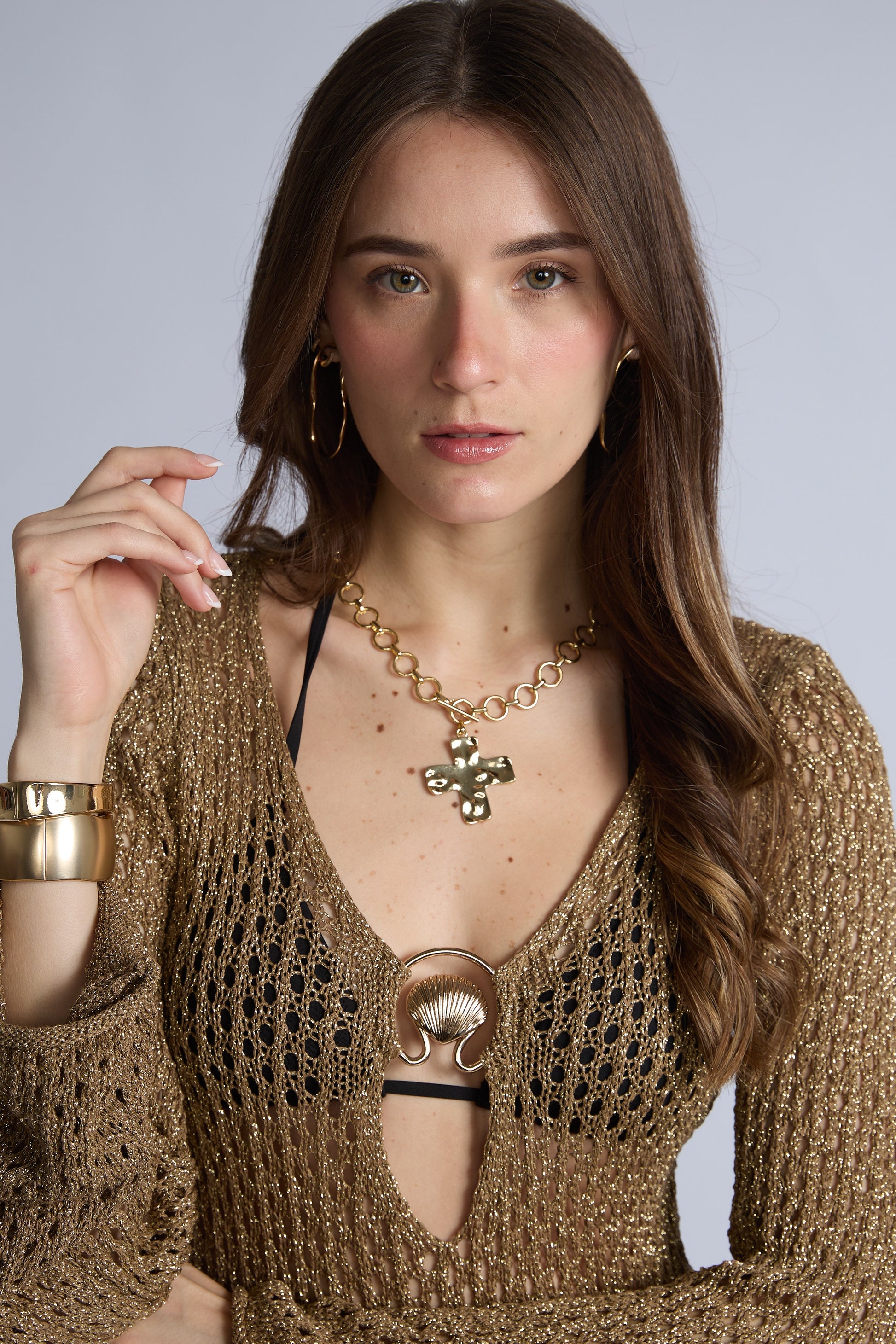 Vestido Largo Calado Lurex