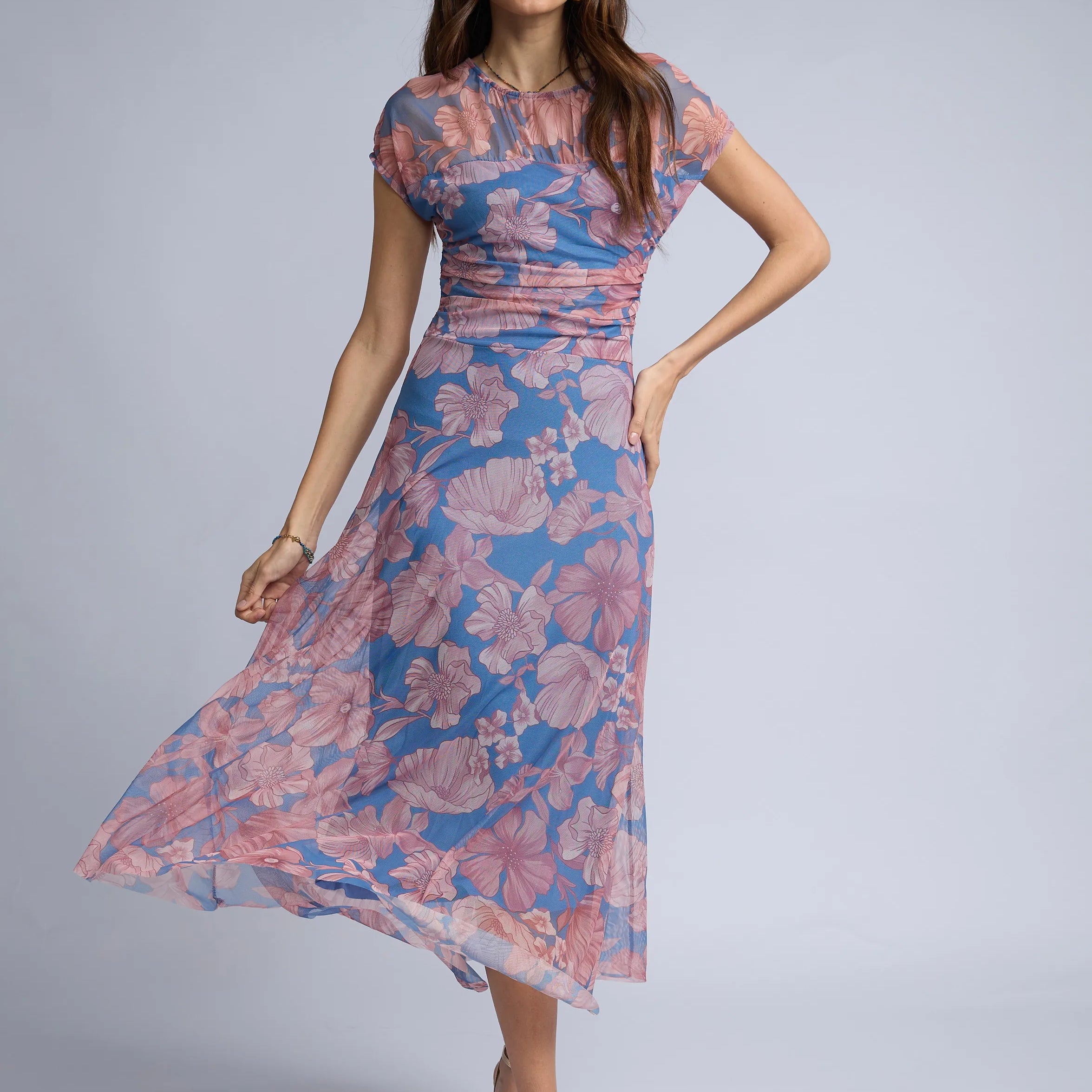 Vestido Mesh Estampado Flores