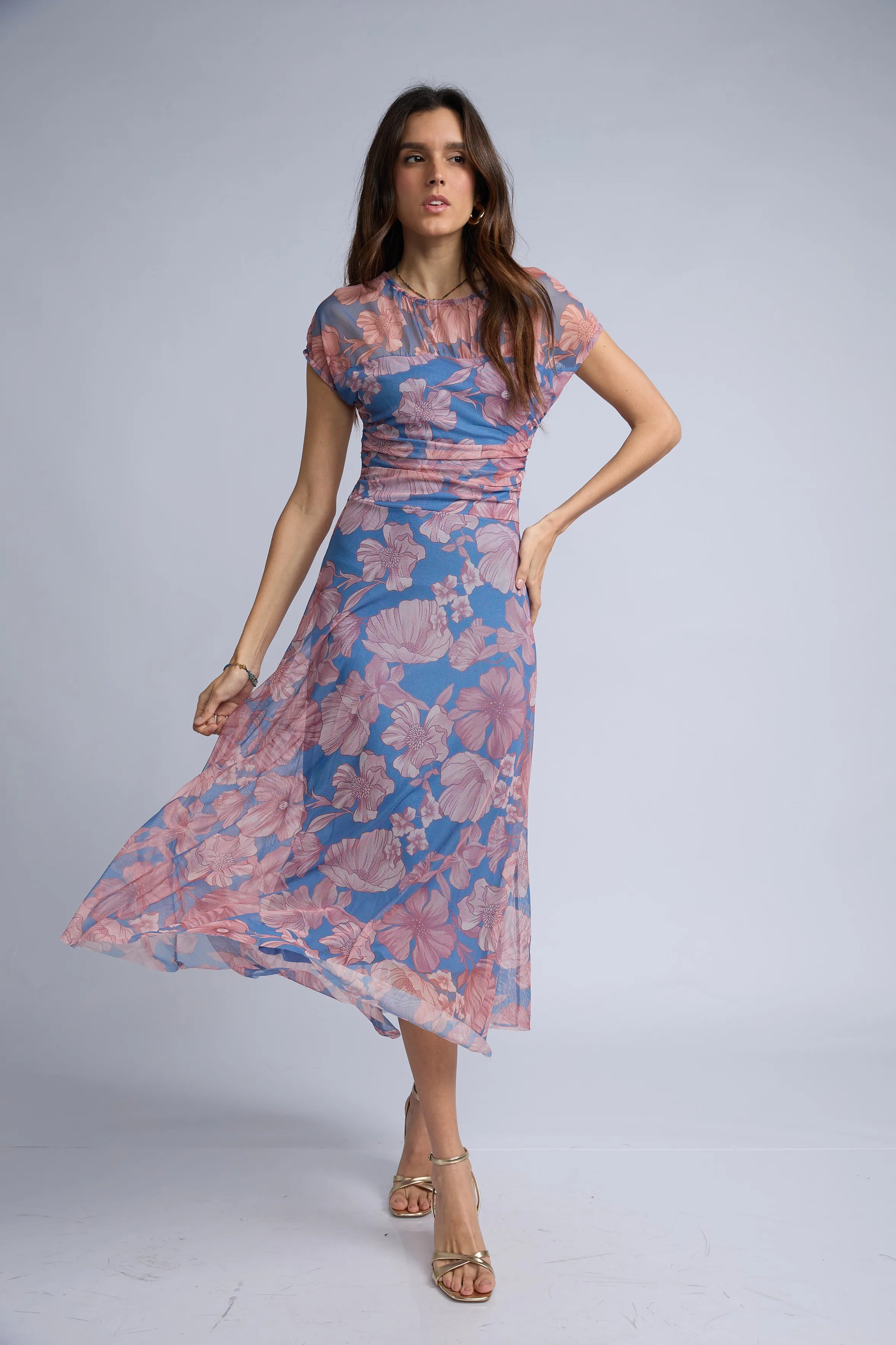 Vestido Mesh Estampado Flores