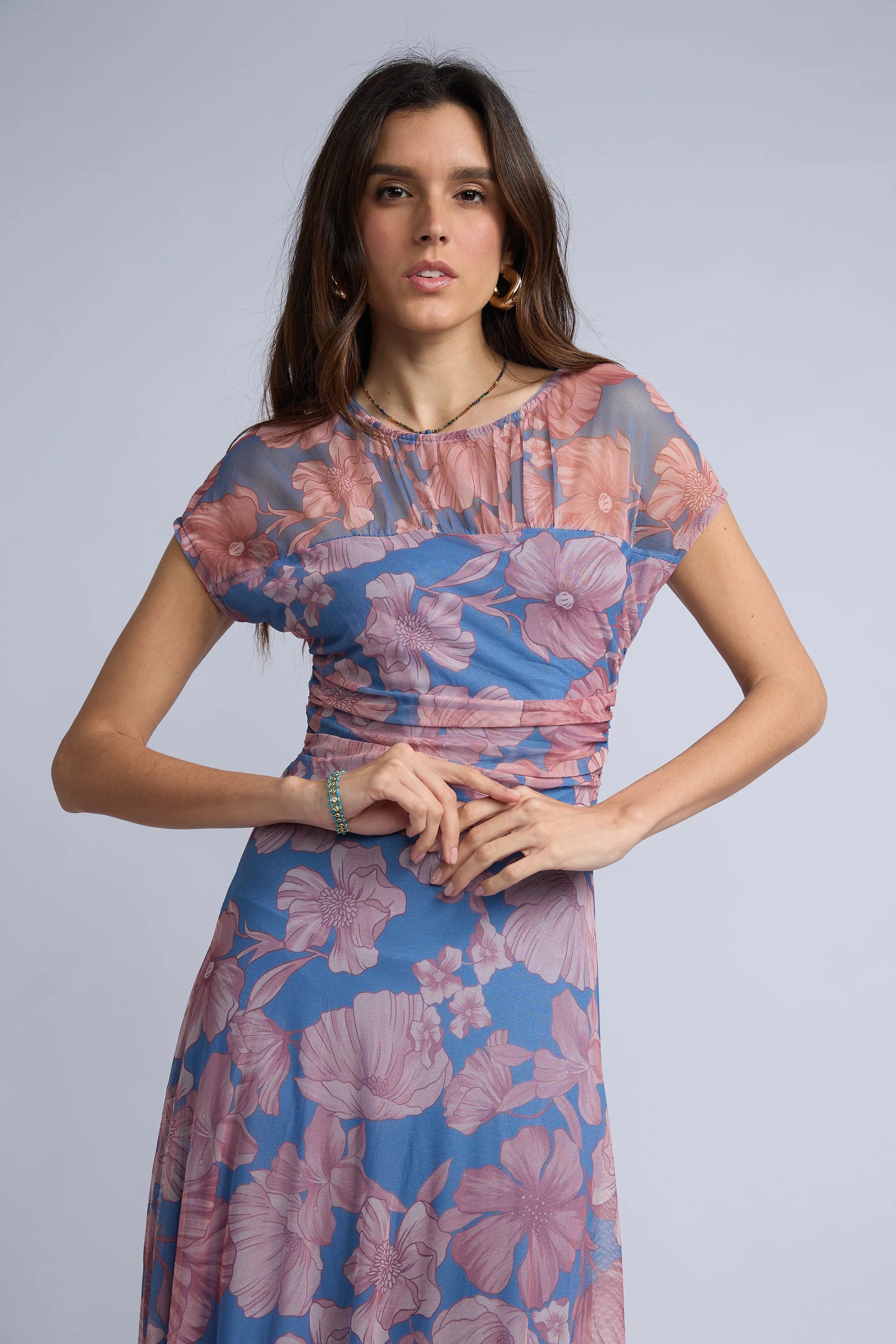 Vestido Mesh Estampado Flores