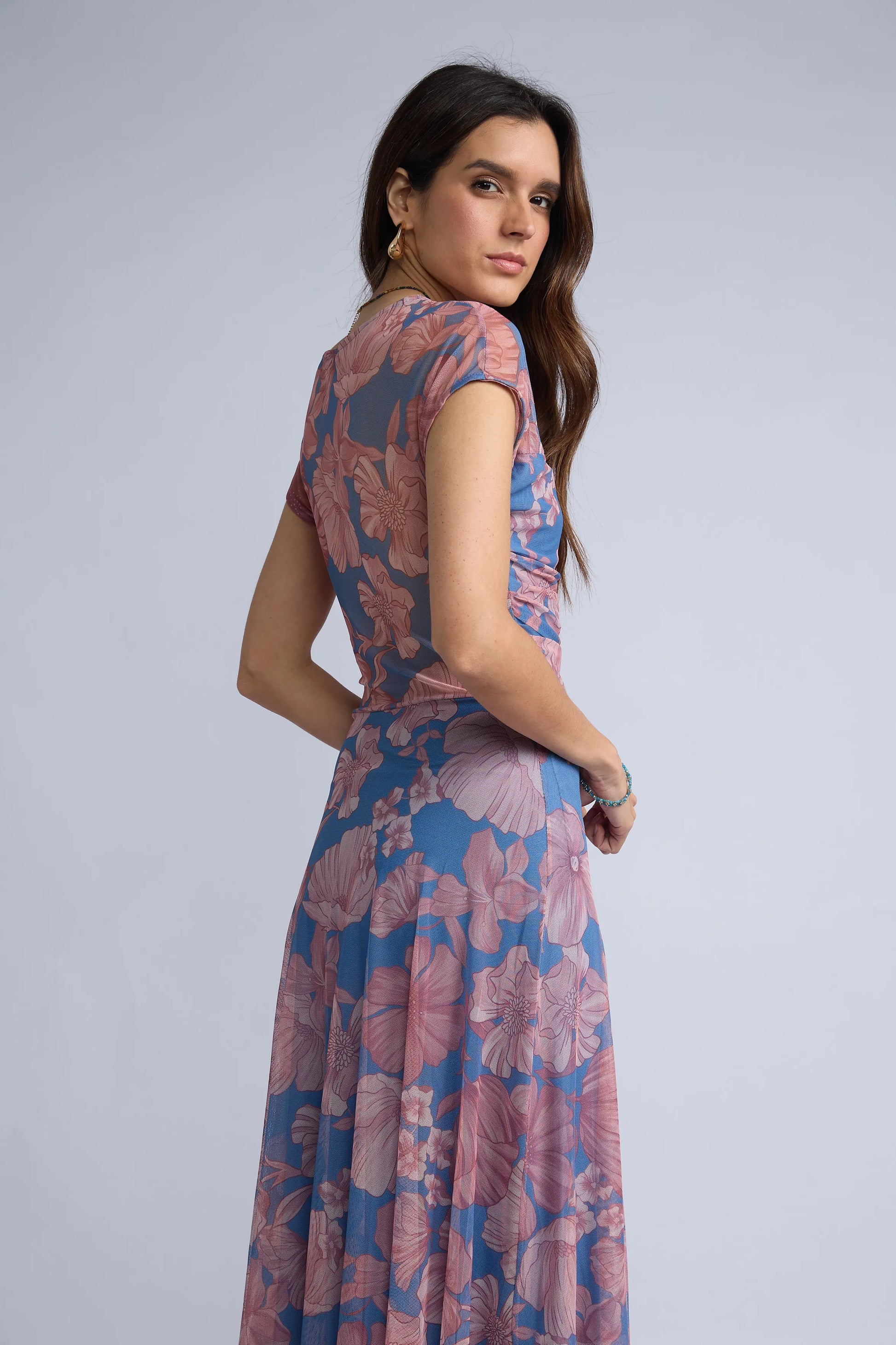 Vestido Mesh Estampado Flores