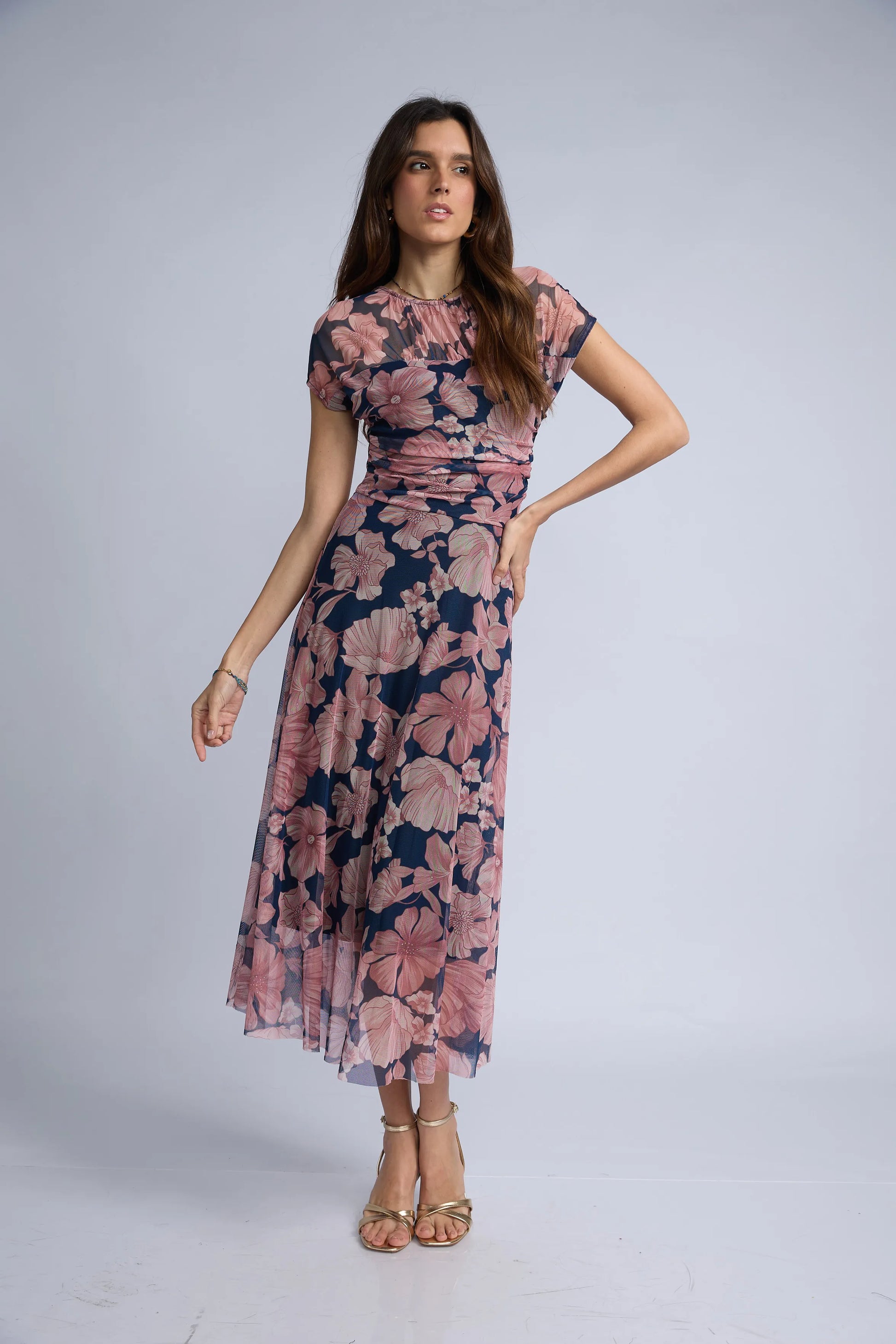 Vestido Mesh Estampado Flores