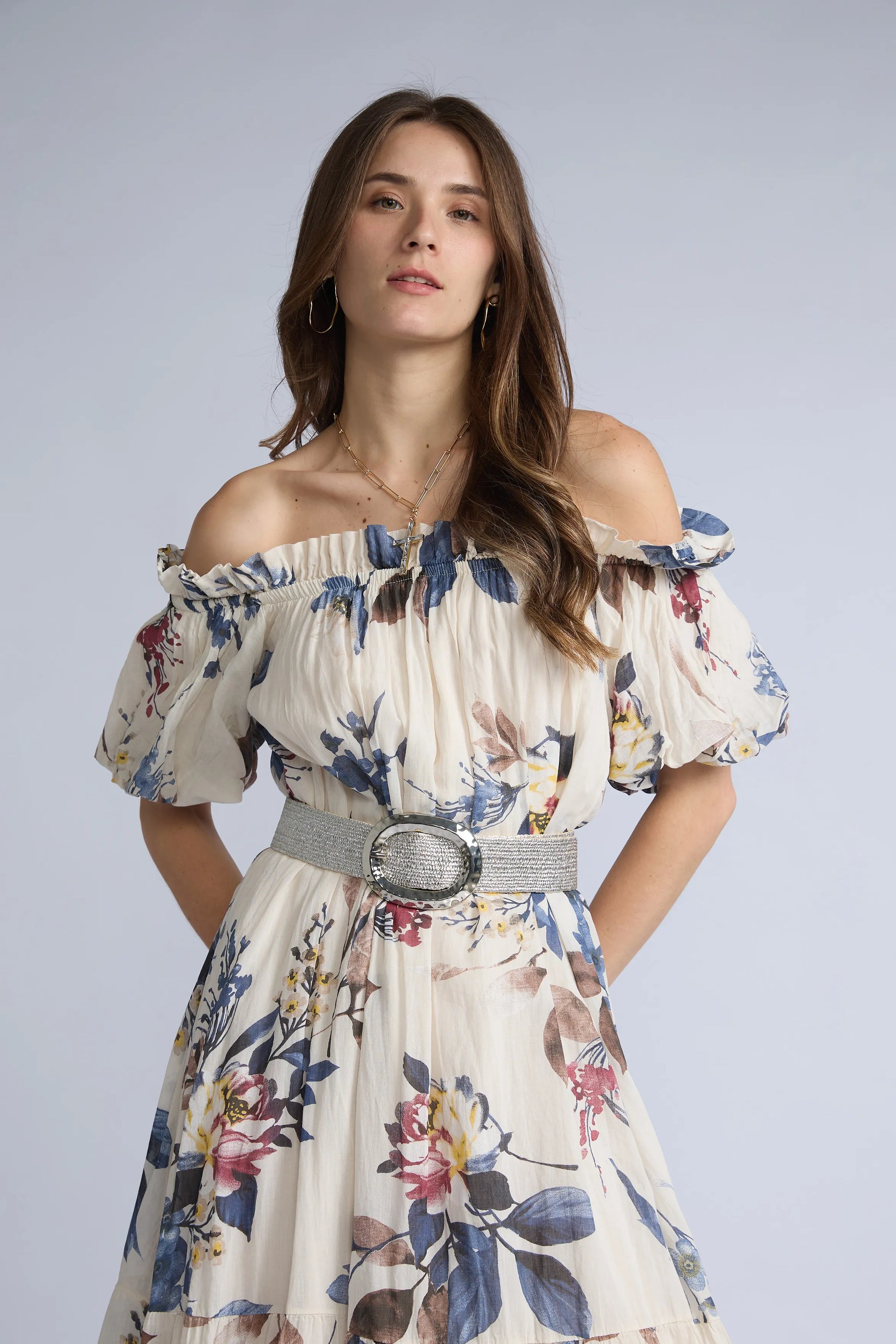 Vestido Off Shoulder Estampado