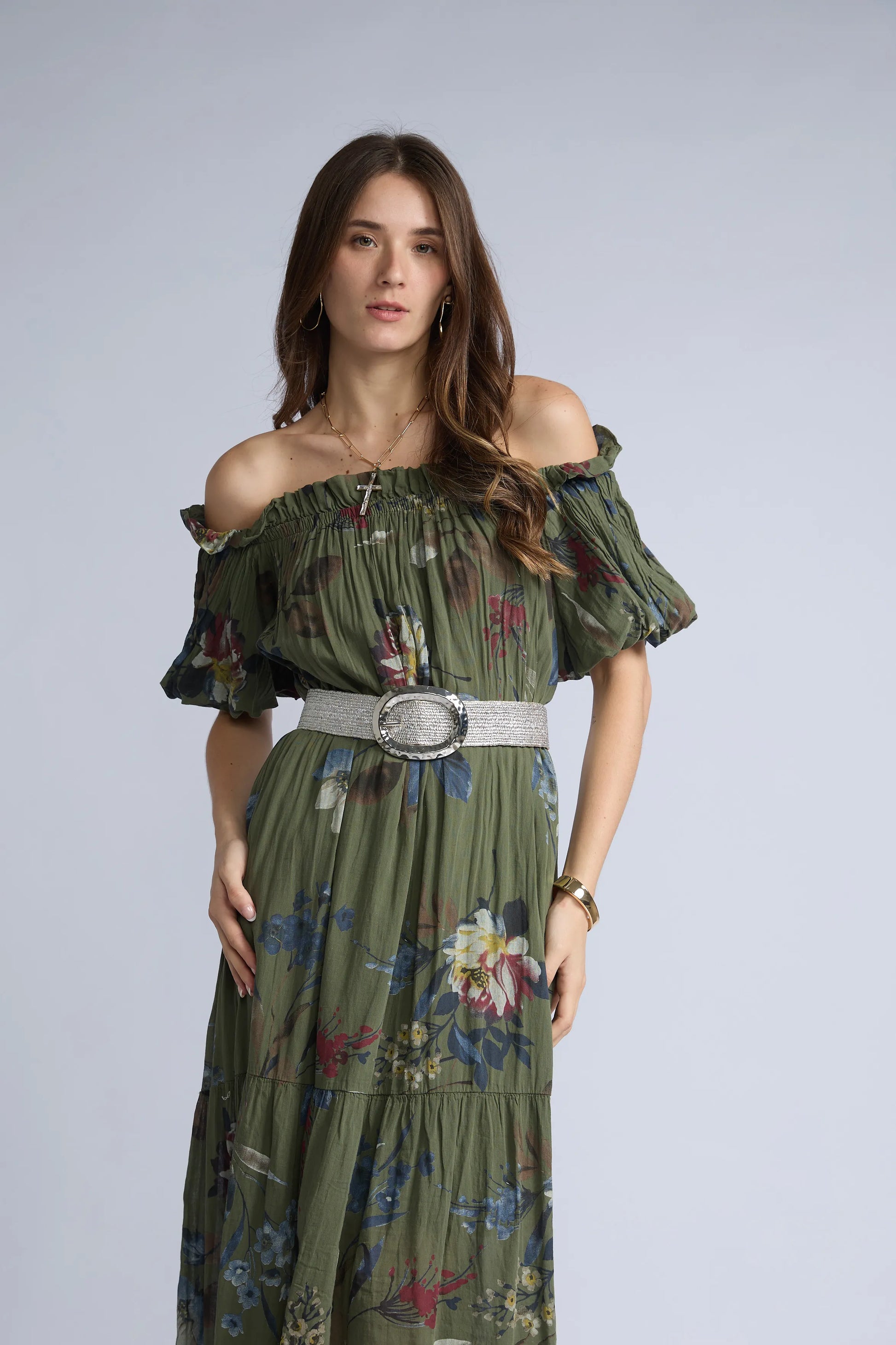 Vestido Off Shoulder Estampado