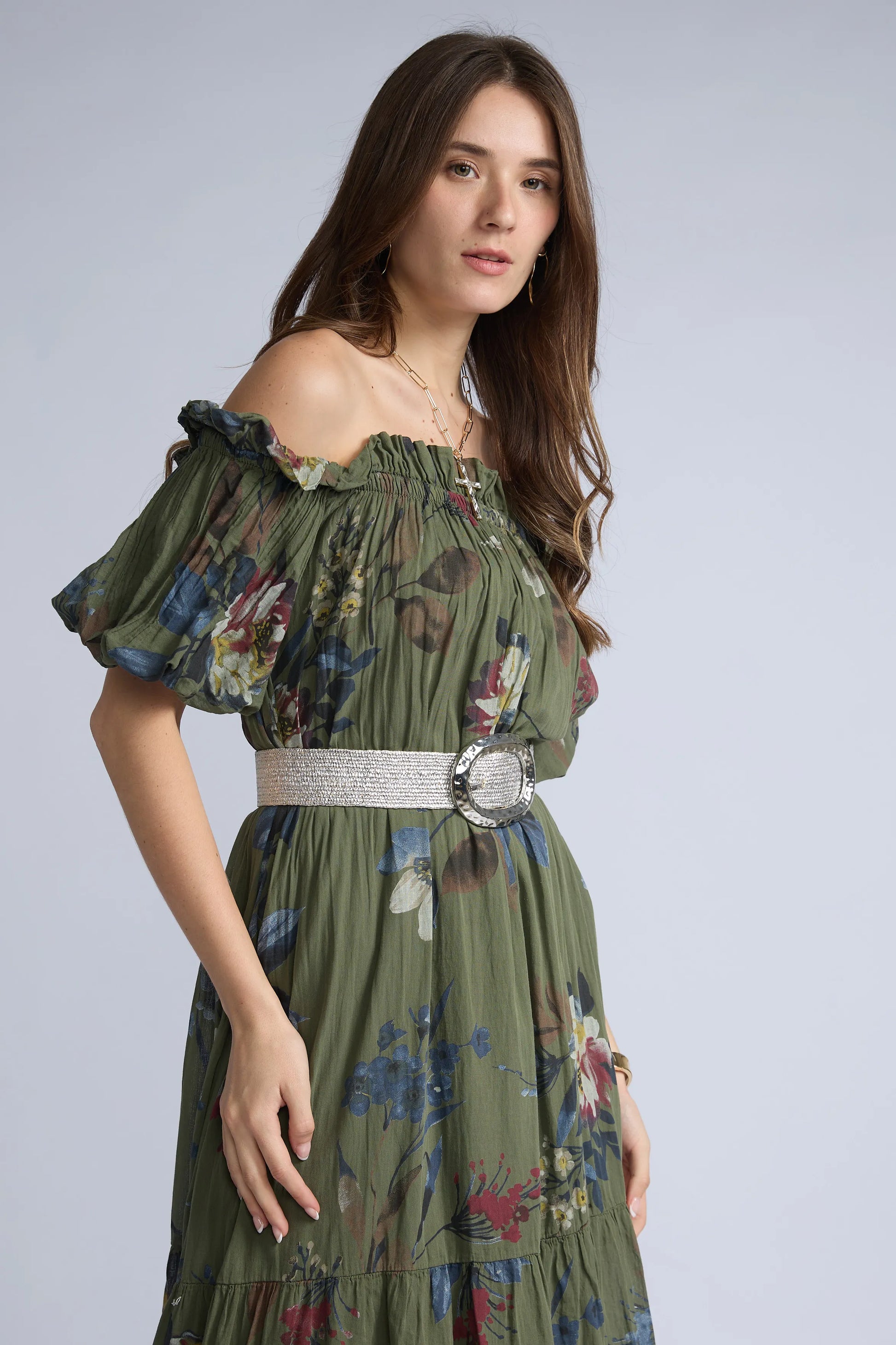 Vestido Off Shoulder Estampado
