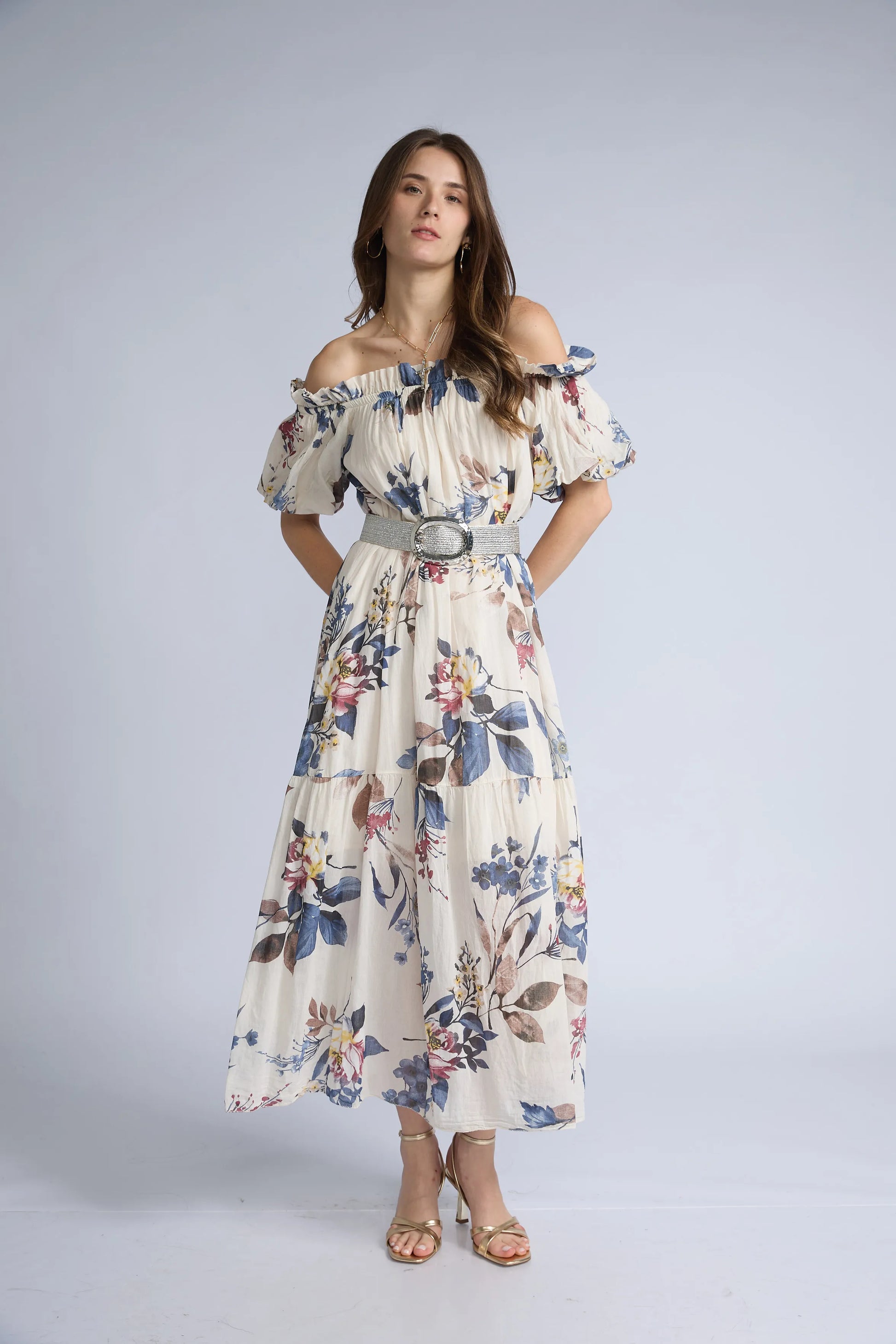 Vestido Off Shoulder Estampado