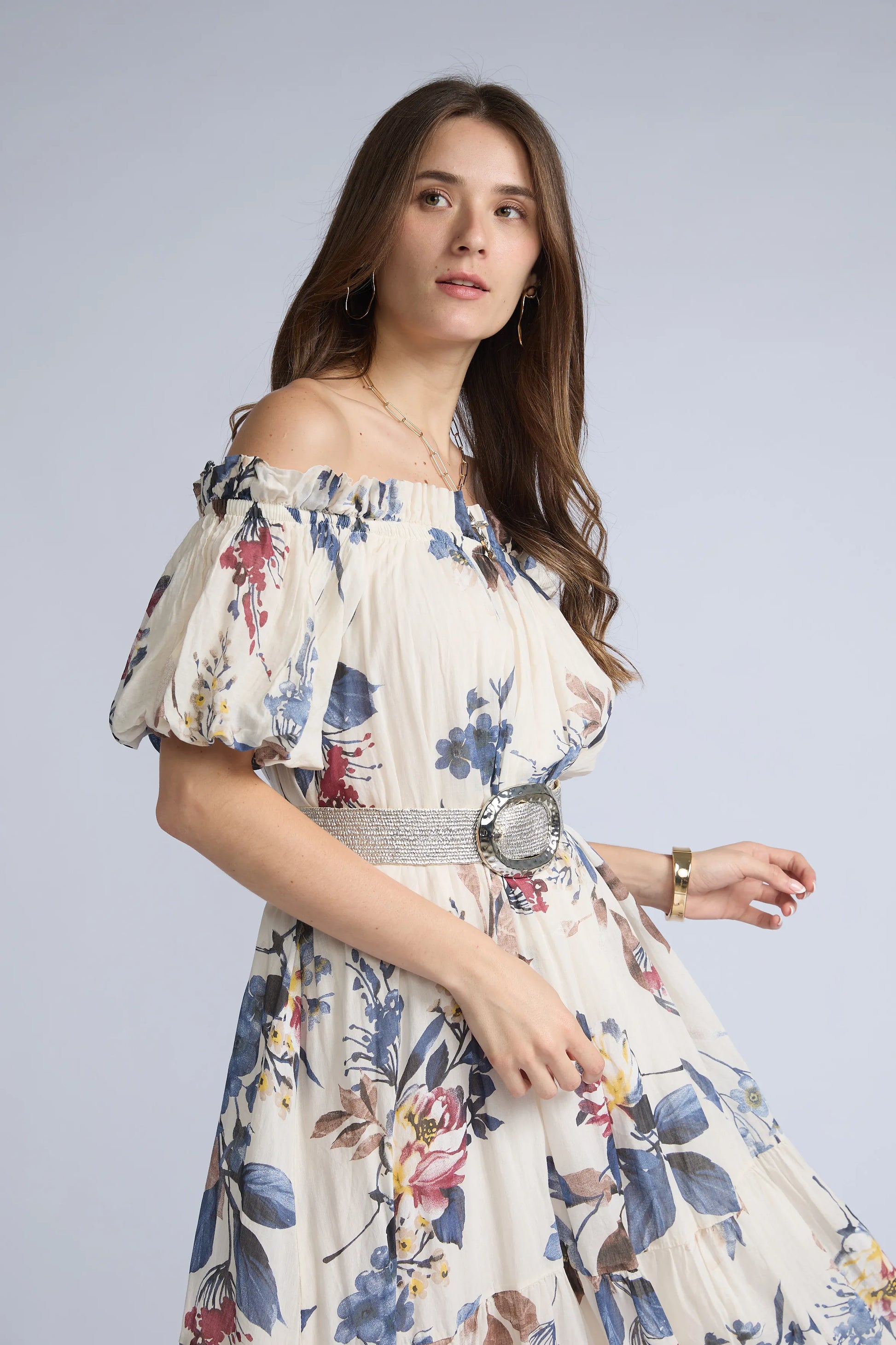 Vestido Off Shoulder Estampado