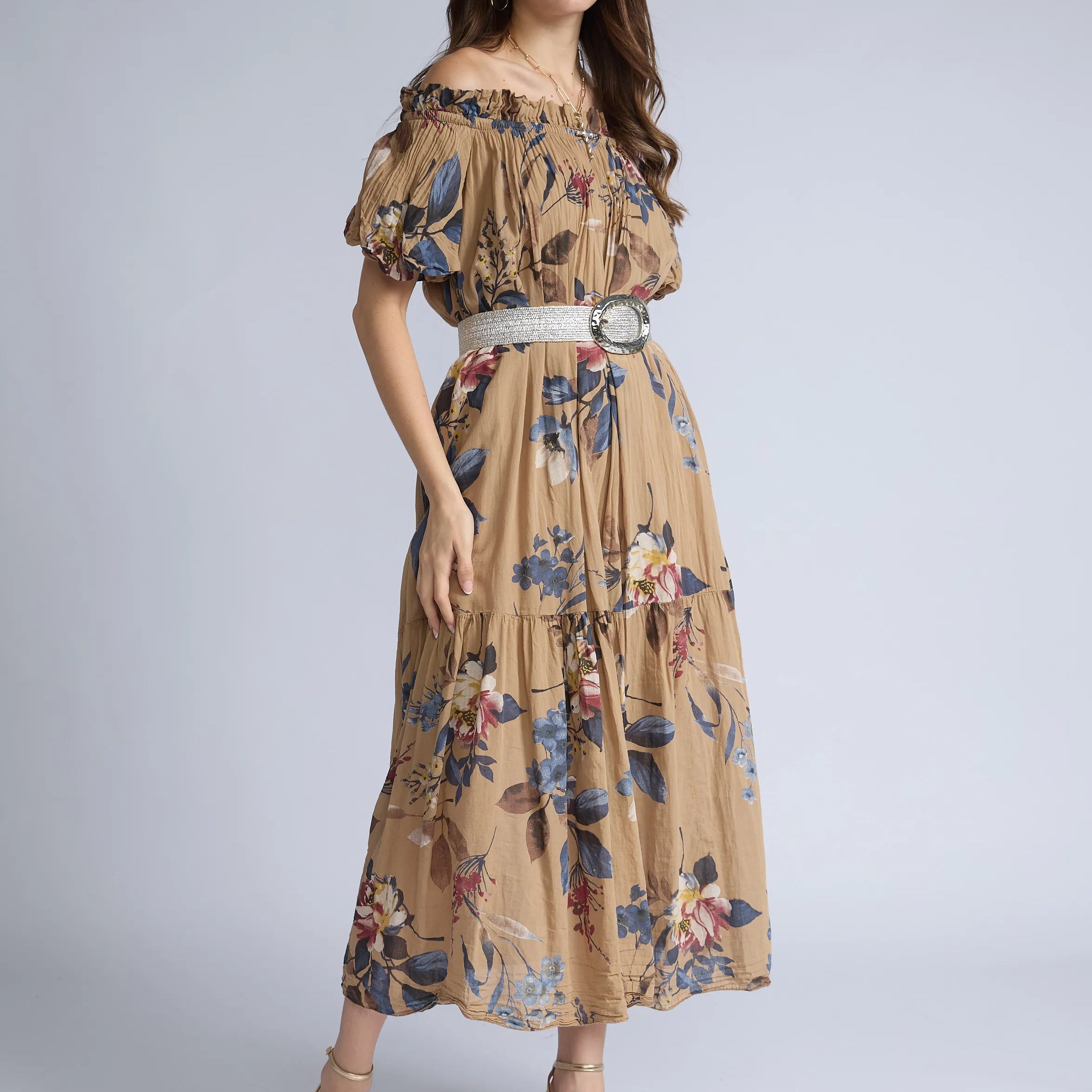Vestido Off Shoulder Estampado