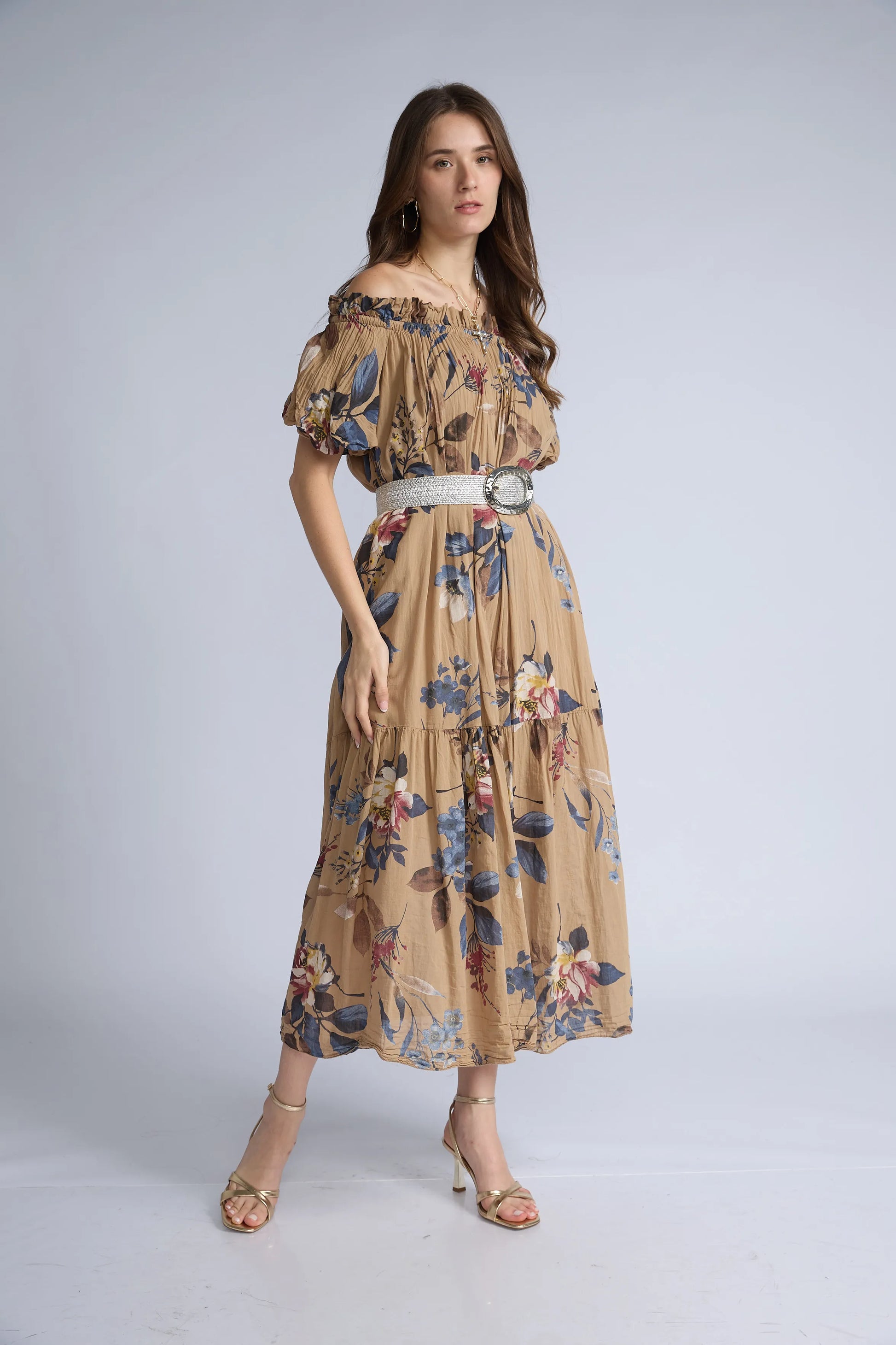 Vestido Off Shoulder Estampado