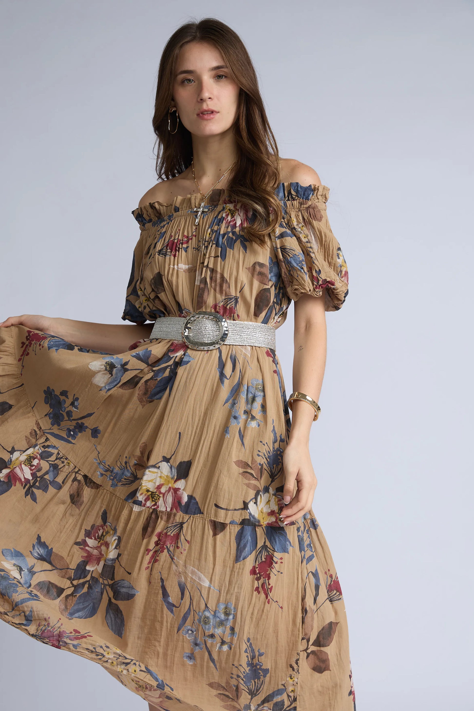 Vestido Off Shoulder Estampado