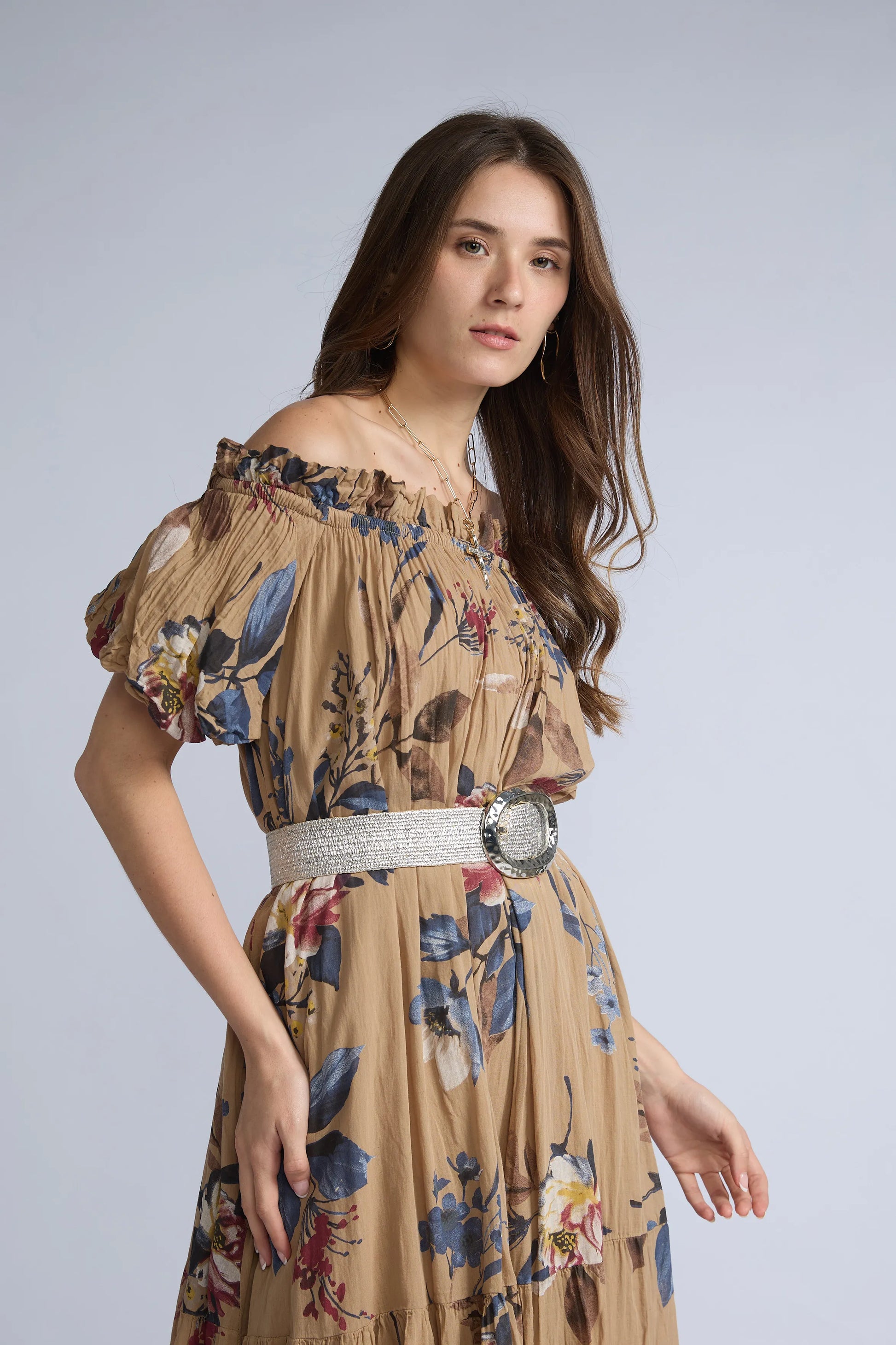 Vestido Off Shoulder Estampado