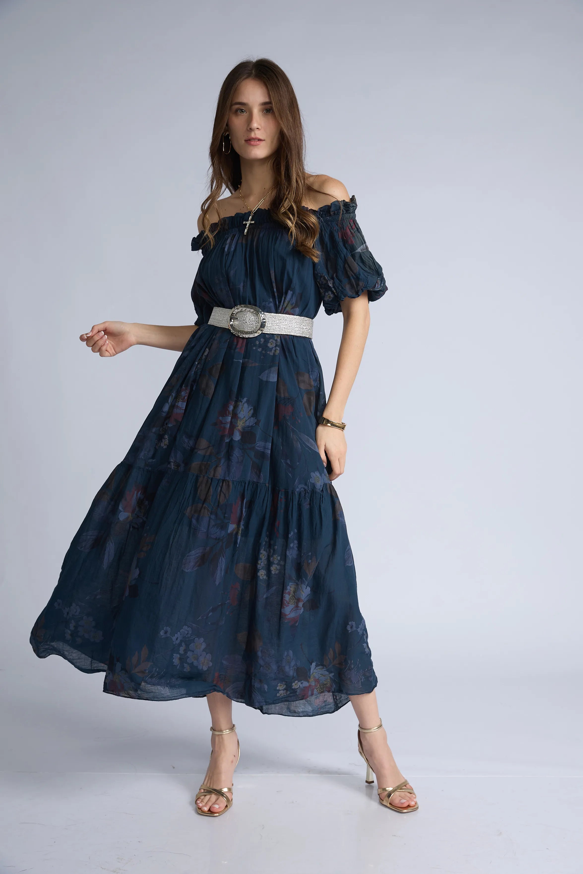 Vestido Off Shoulder Estampado