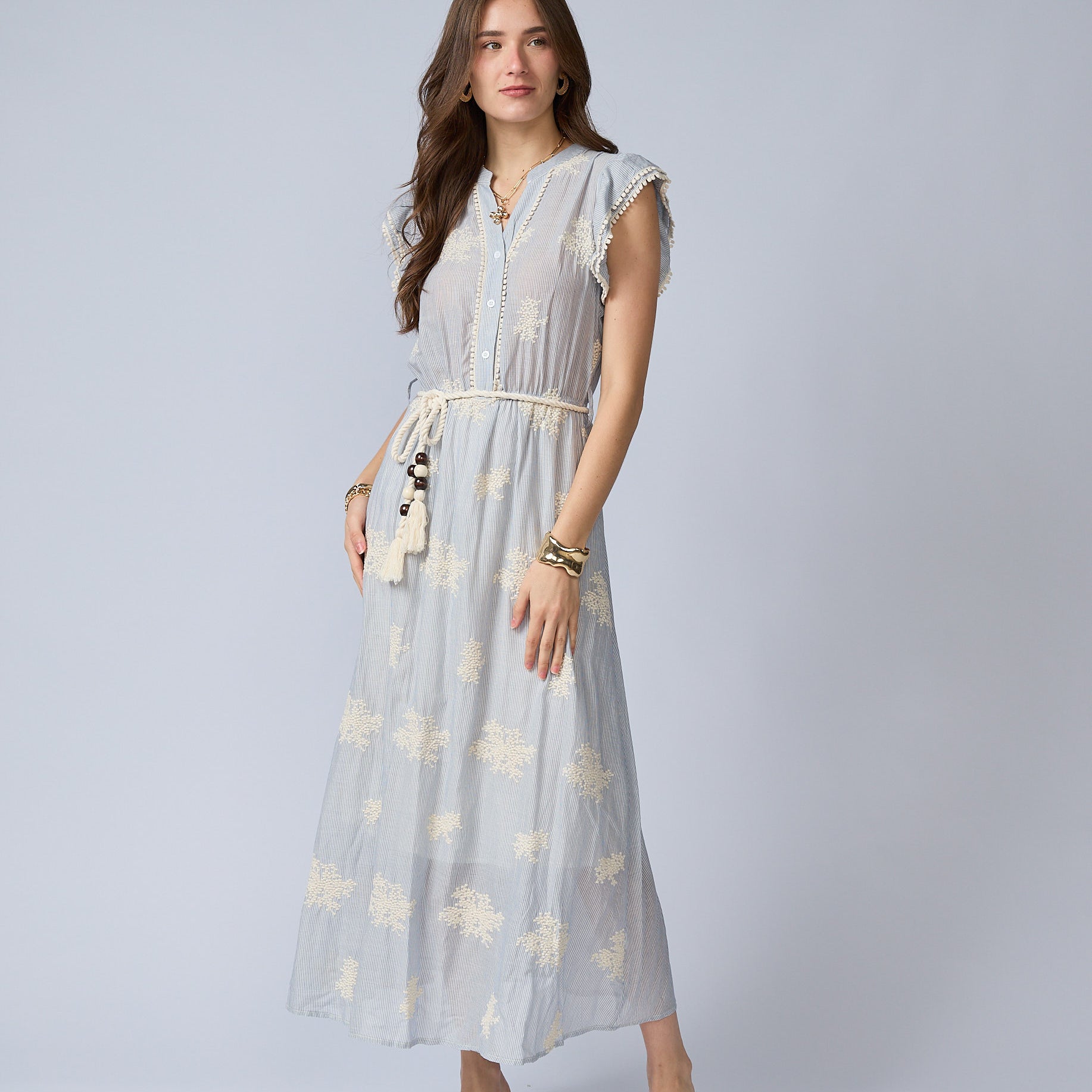 Vestido Rayas Bordado