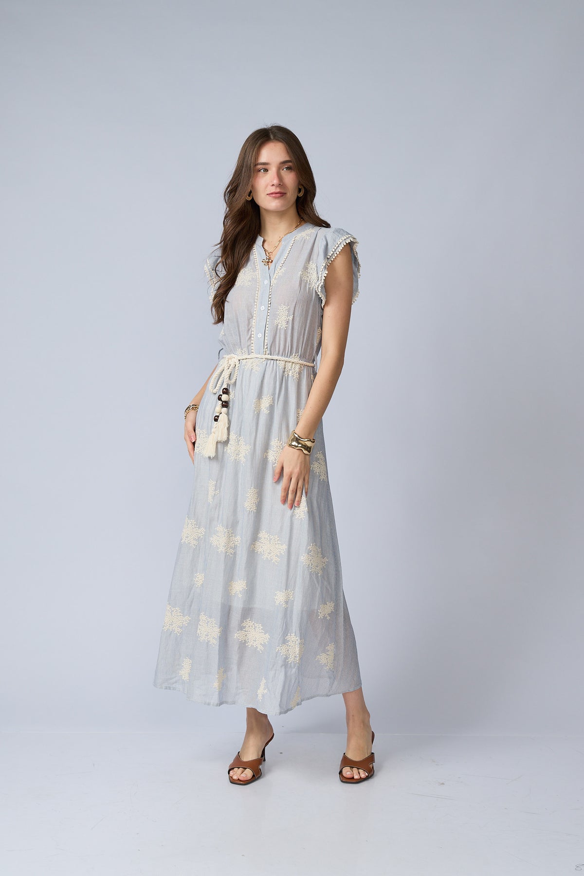Vestido Rayas Bordado
