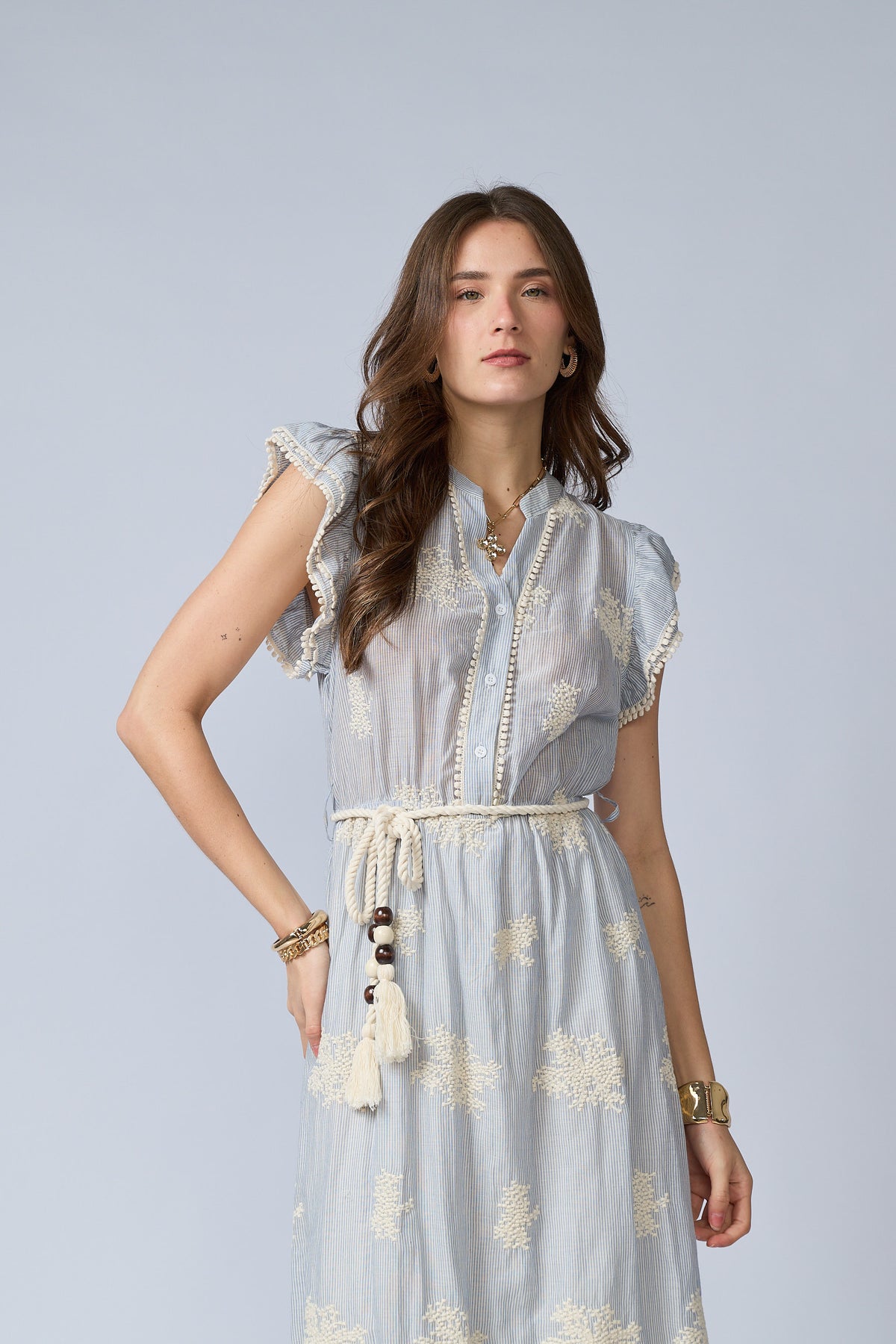 Vestido Rayas Bordado