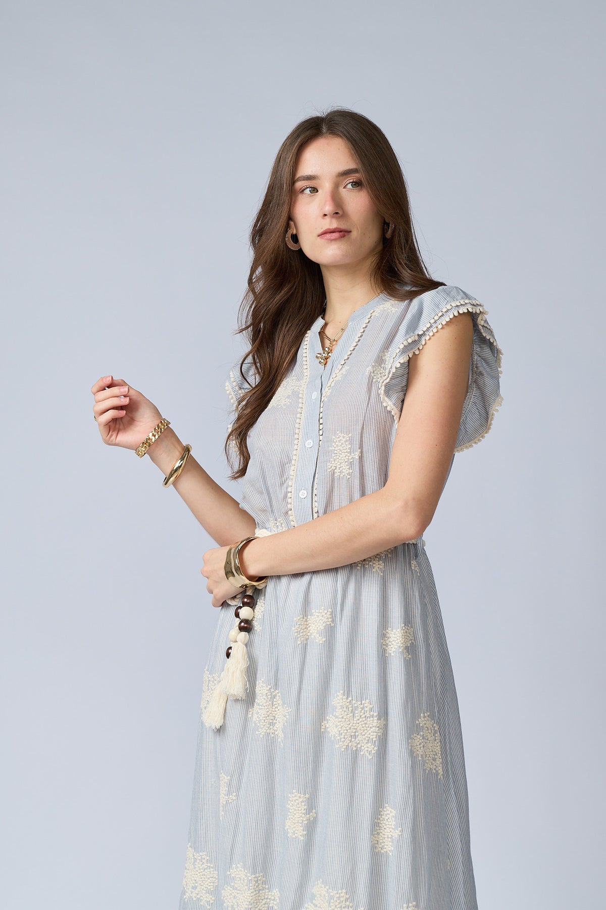 Vestido Rayas Bordado