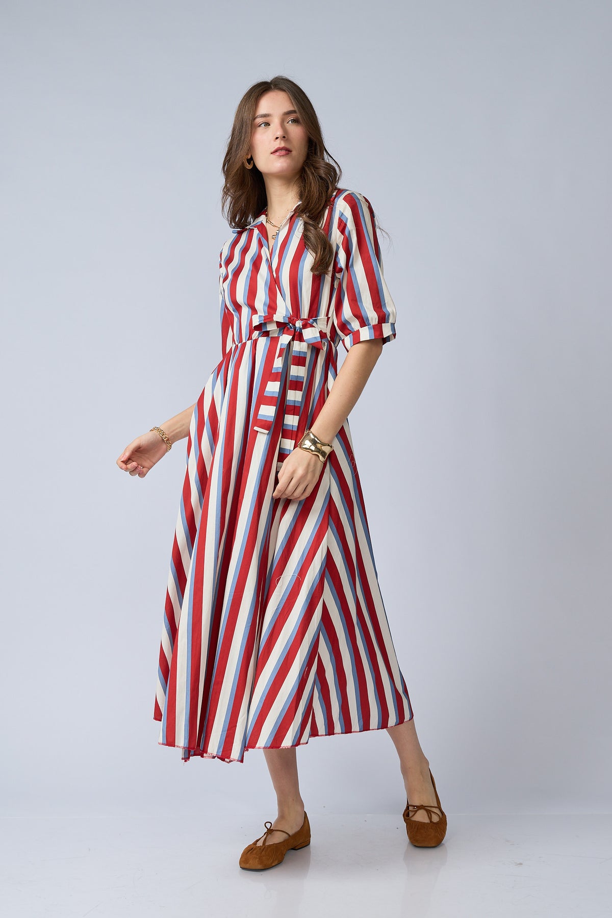 Vestido Rayas Cruzado Lazo