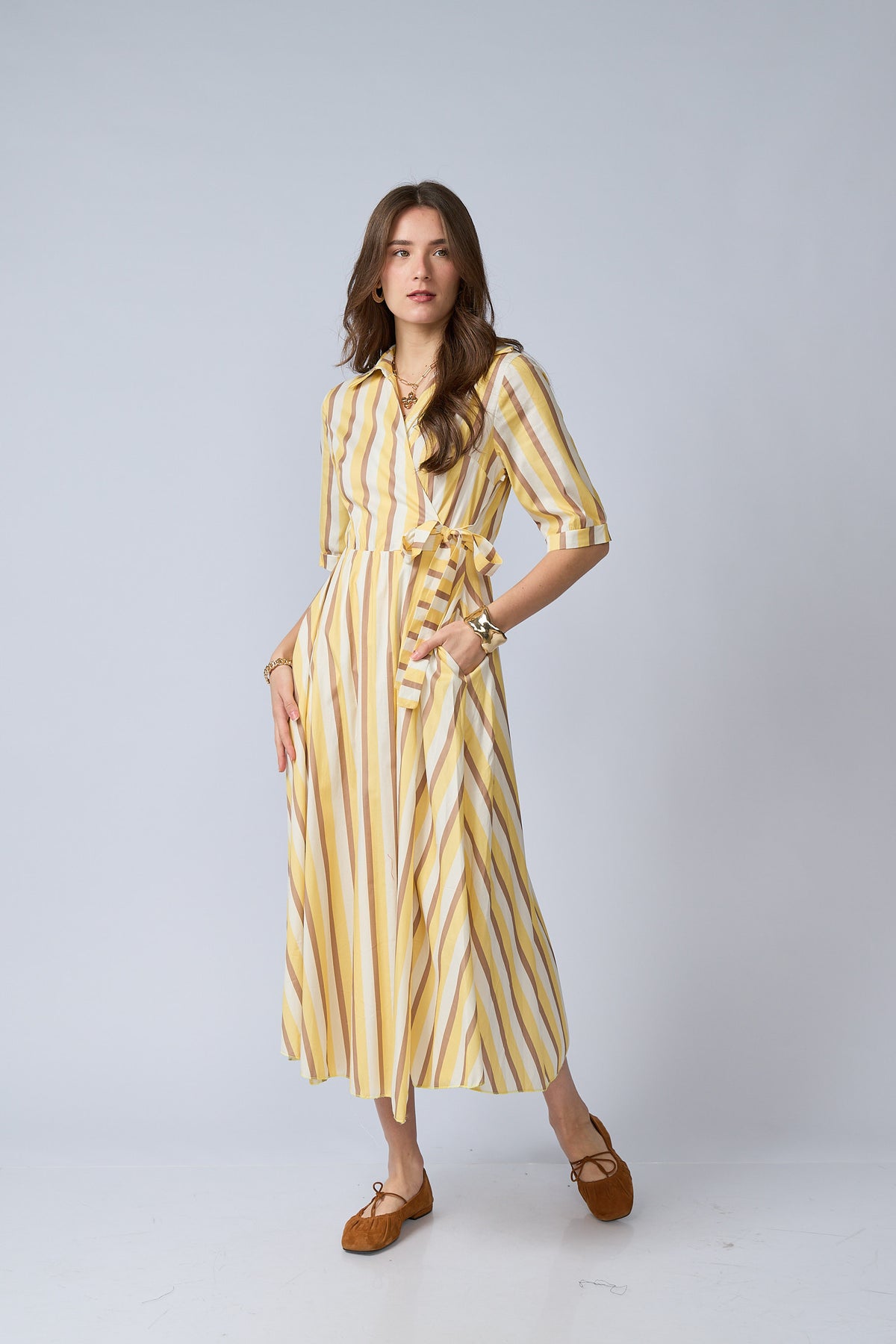 Vestido Rayas Cruzado Lazo