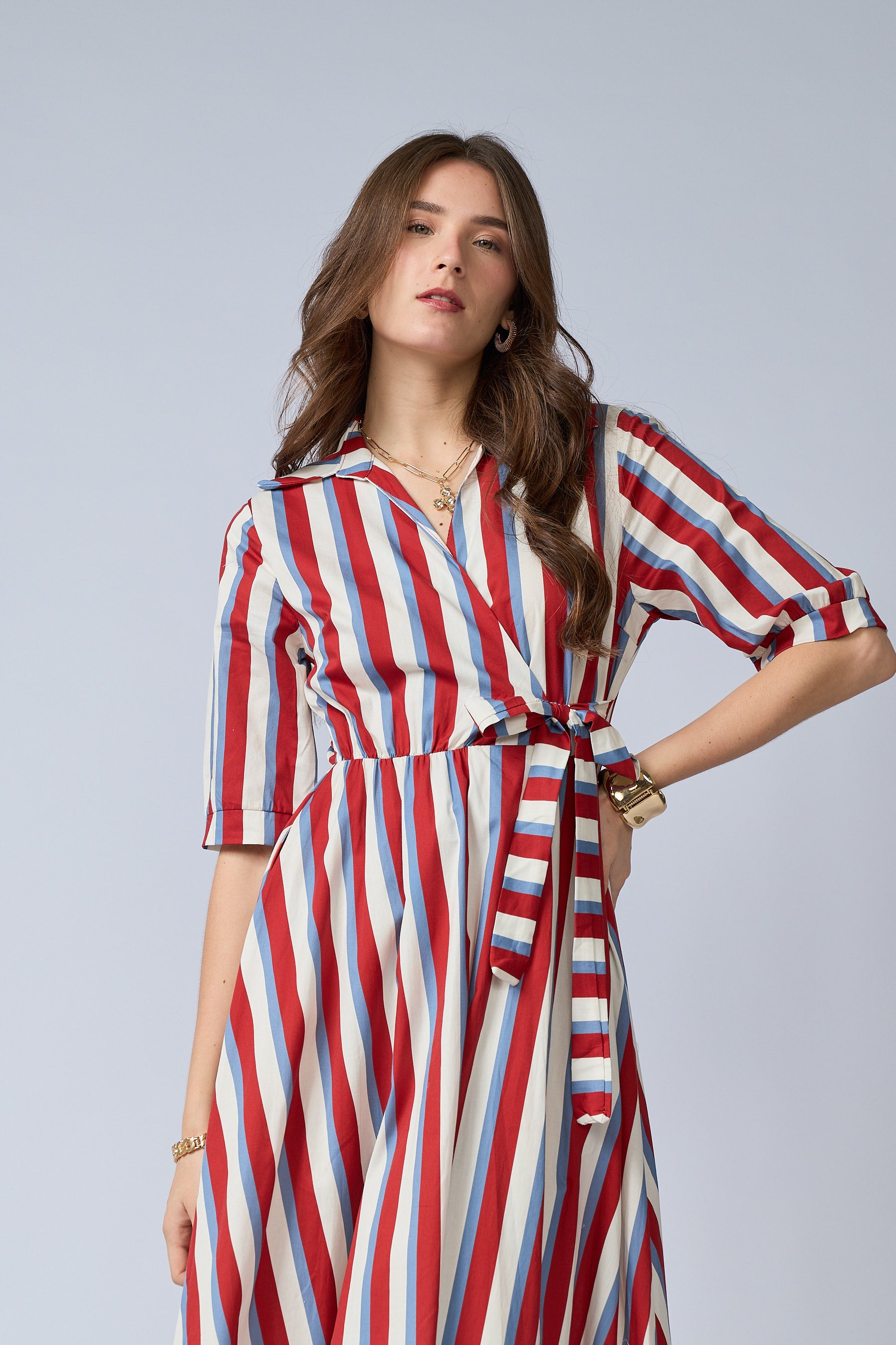 Vestido Rayas Cruzado Lazo