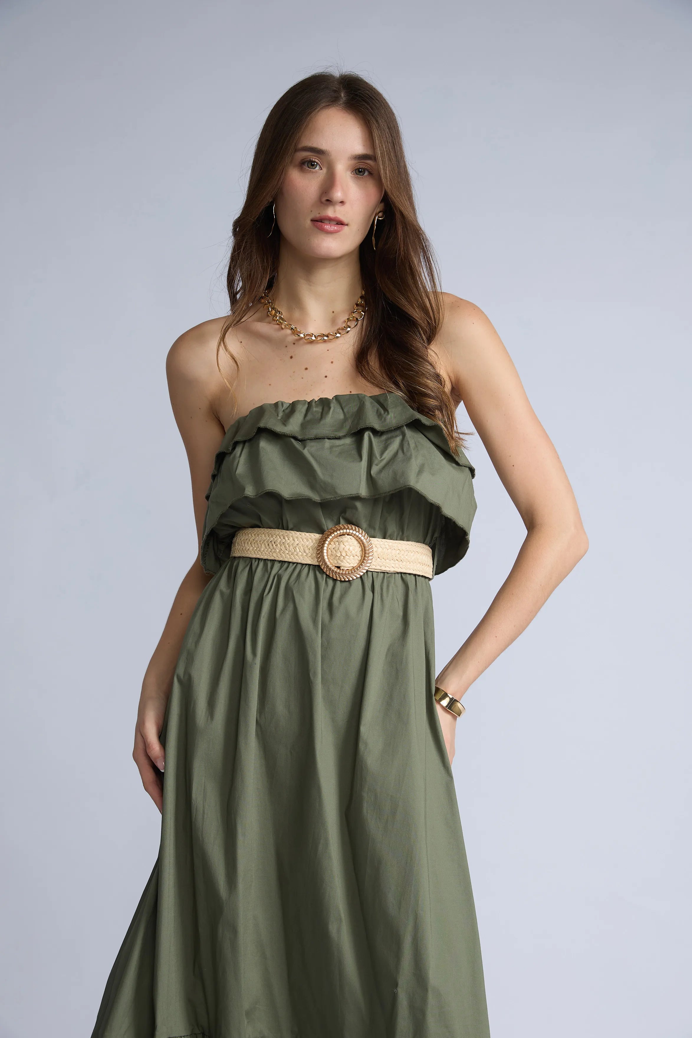 Vestido Strapless Vuelos