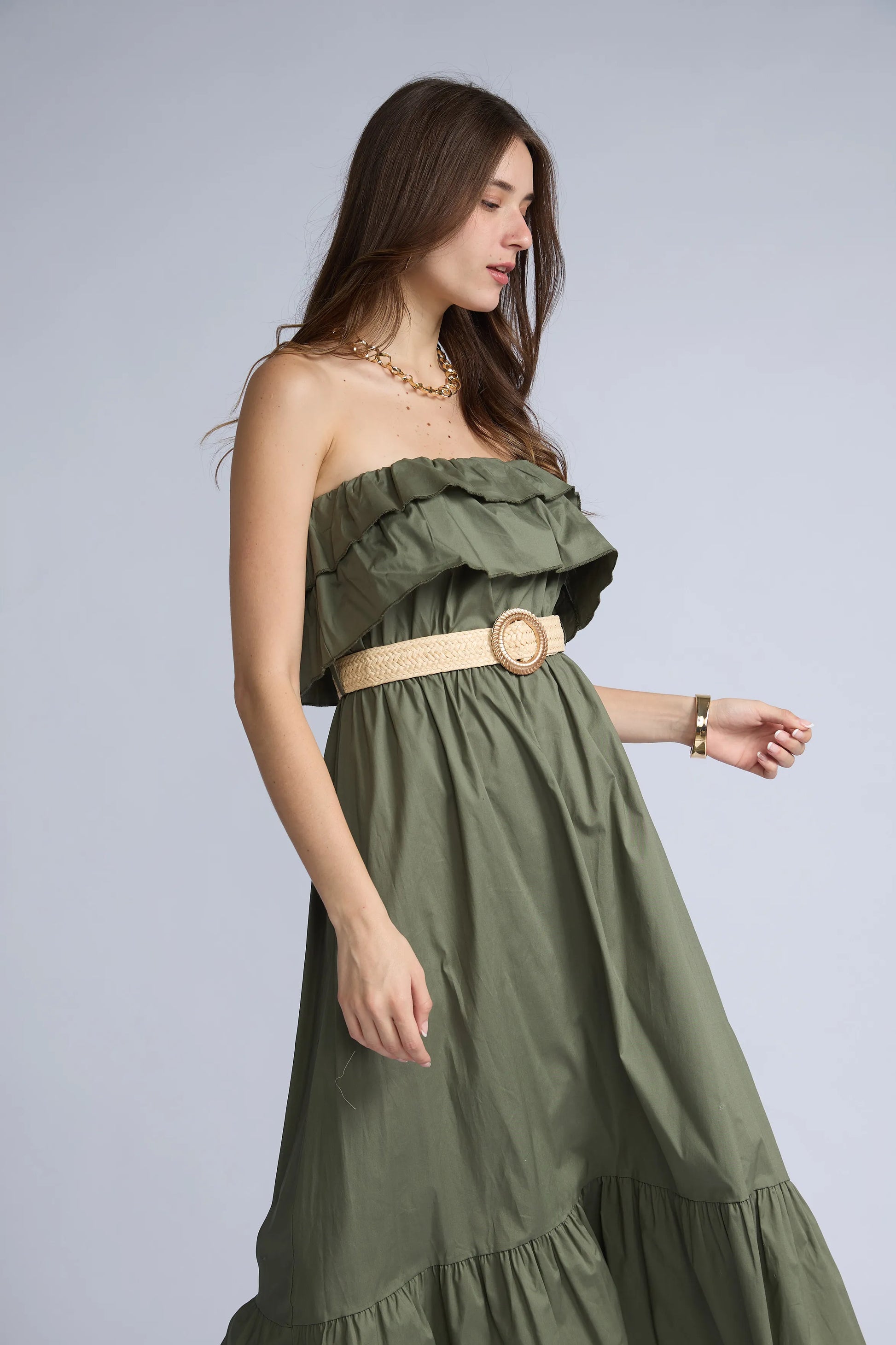 Vestido Strapless Vuelos