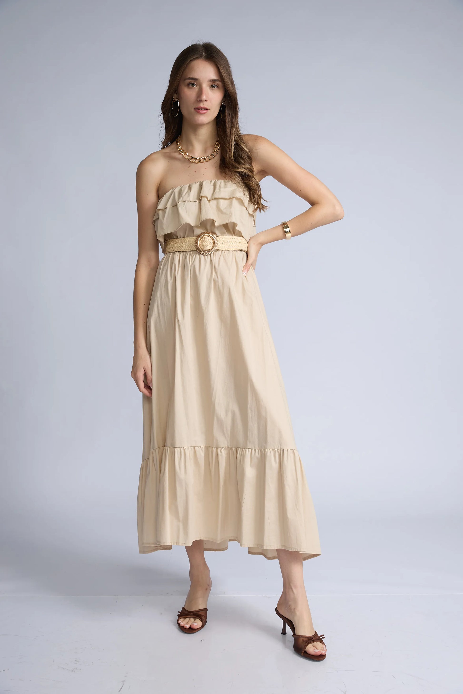 Vestido Strapless Vuelos