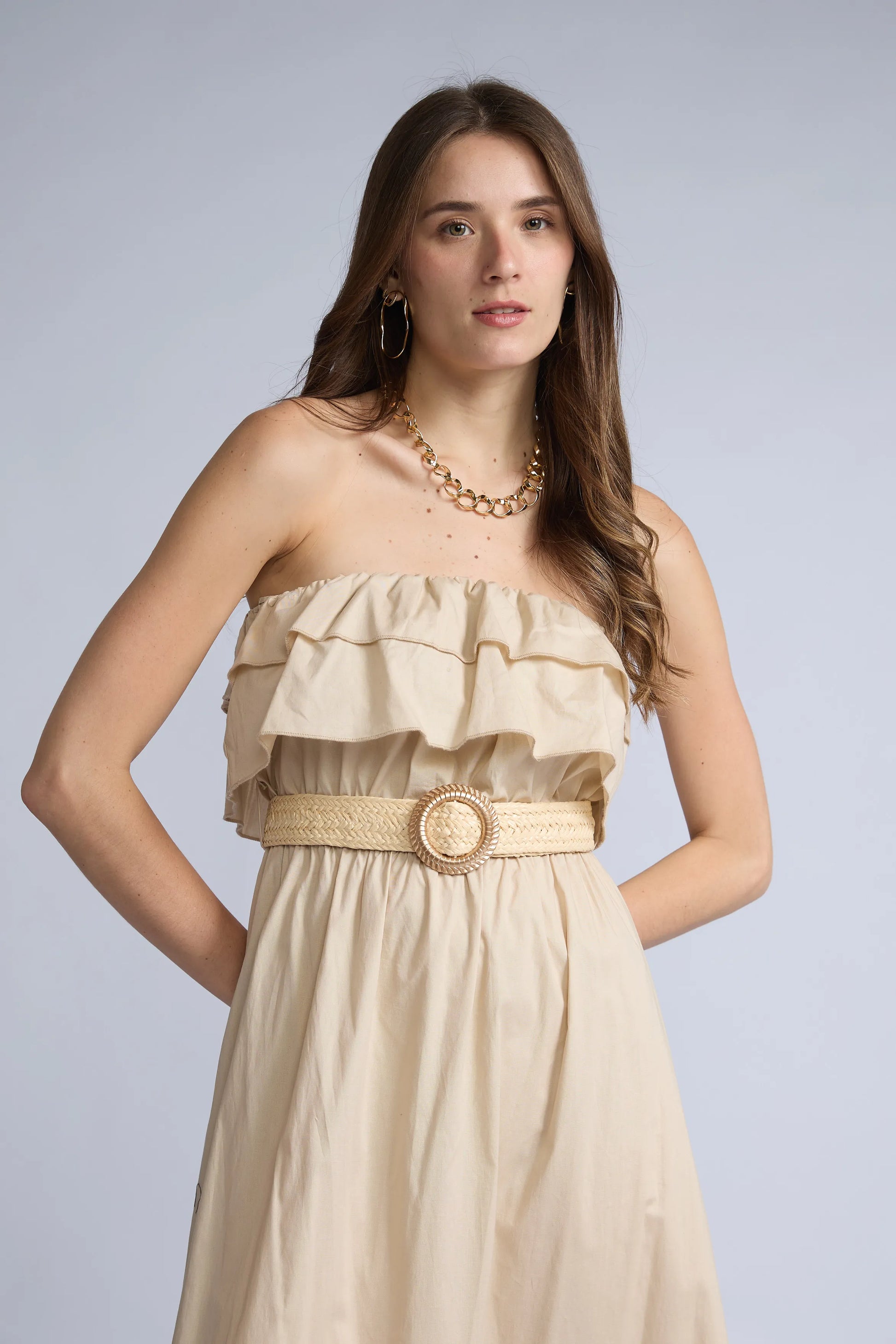 Vestido Strapless Vuelos