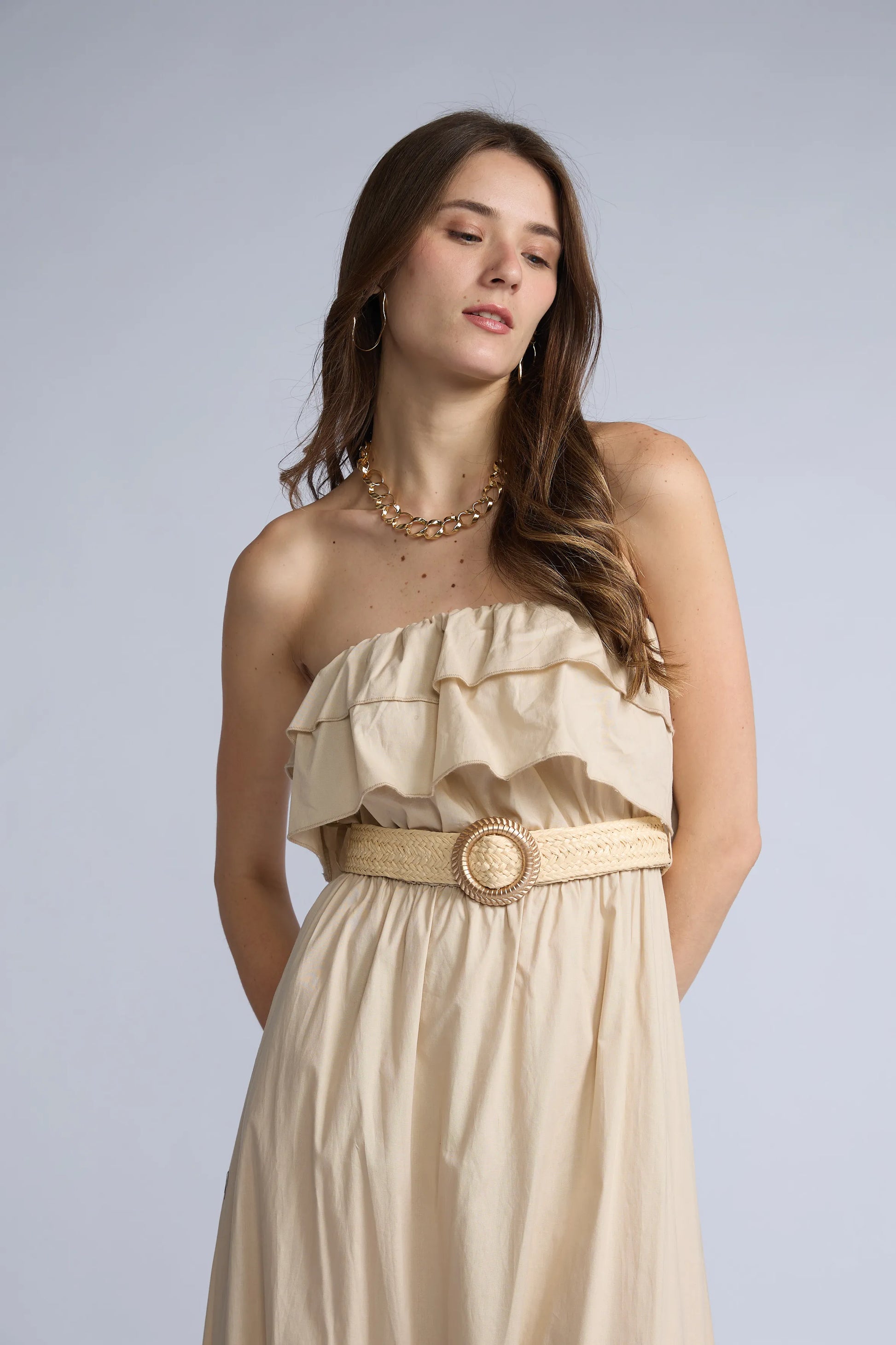 Vestido Strapless Vuelos