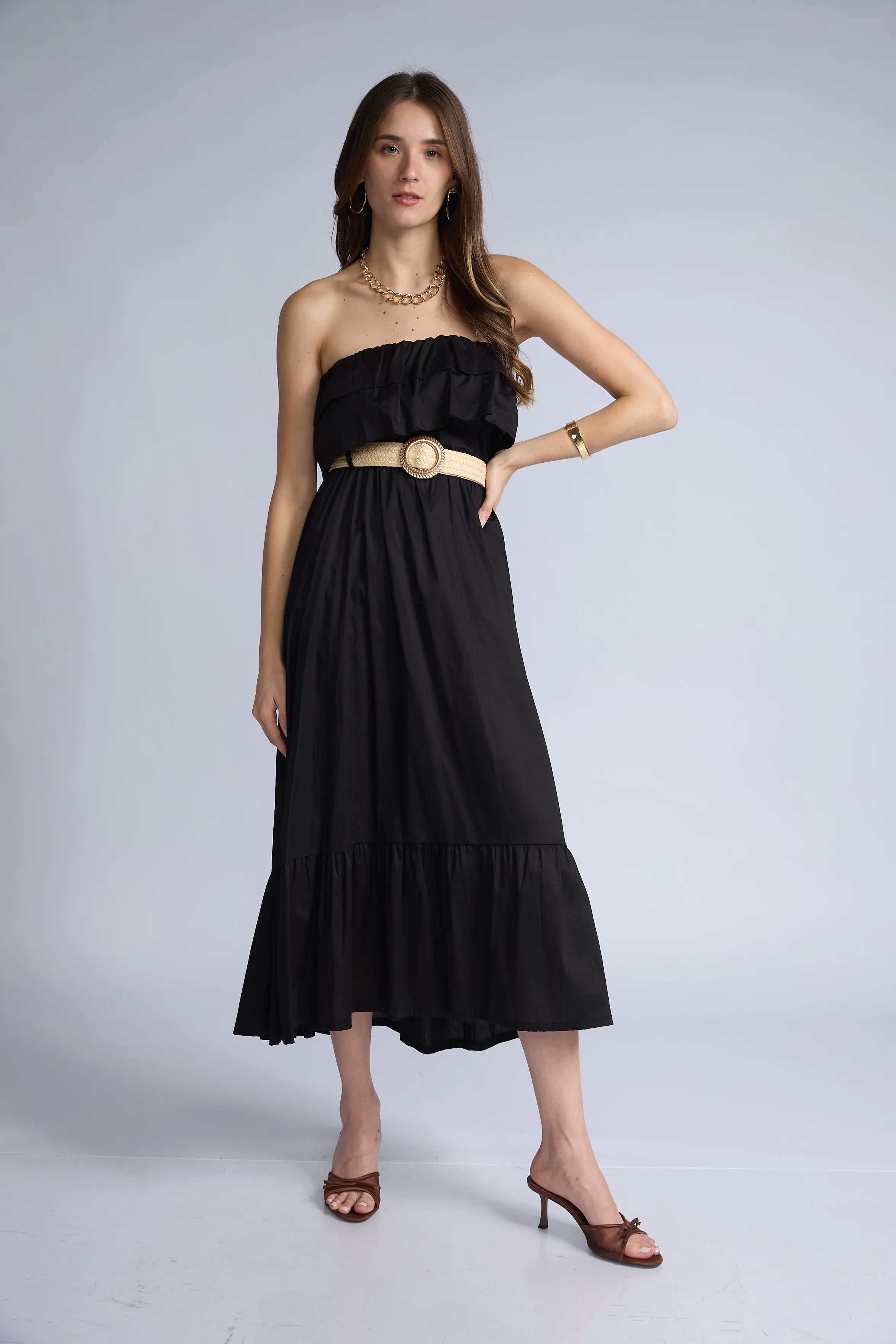 Vestido Strapless Vuelos