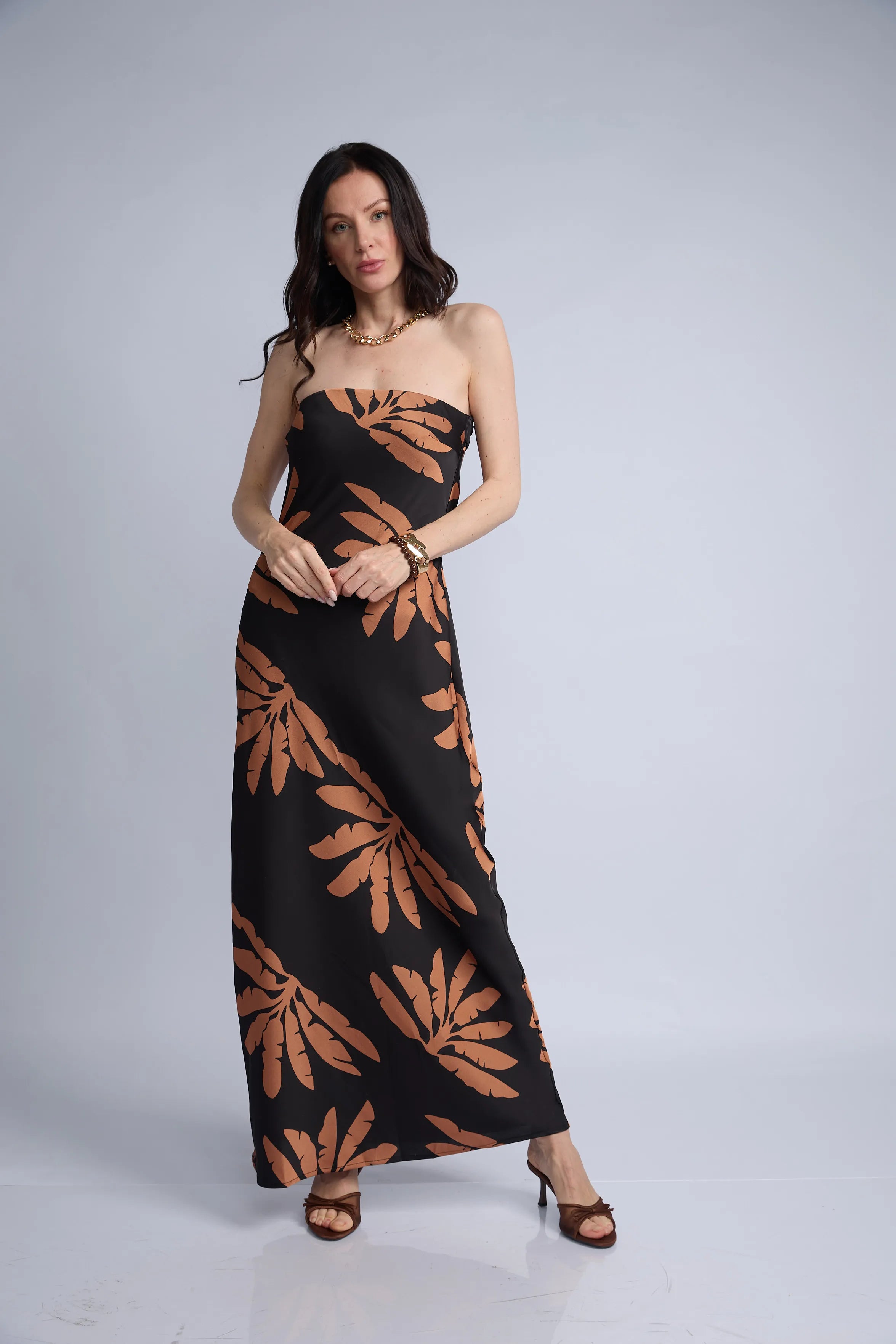 Vestido Estampado Strapless