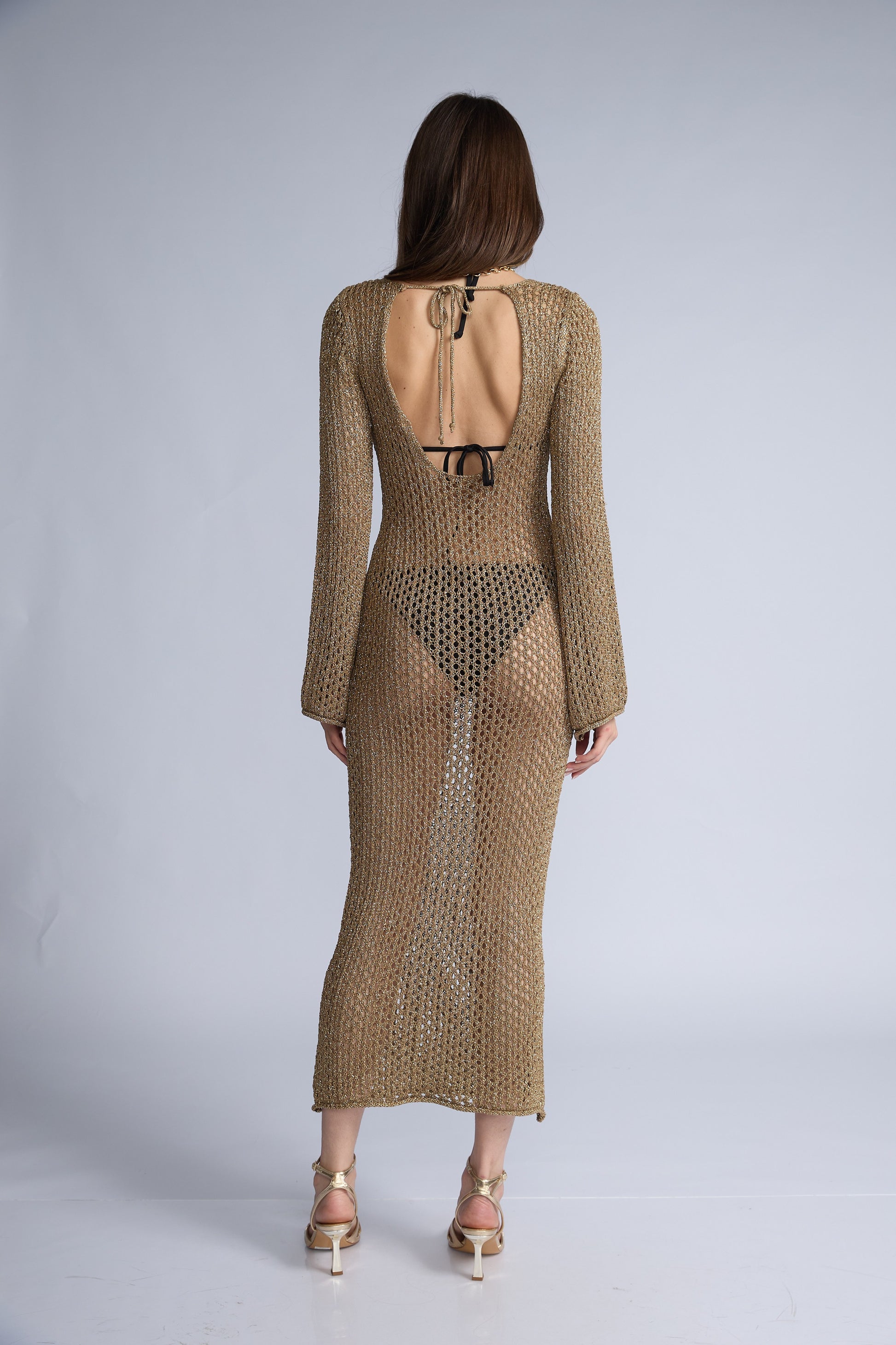 Vestido Largo Calado Lurex