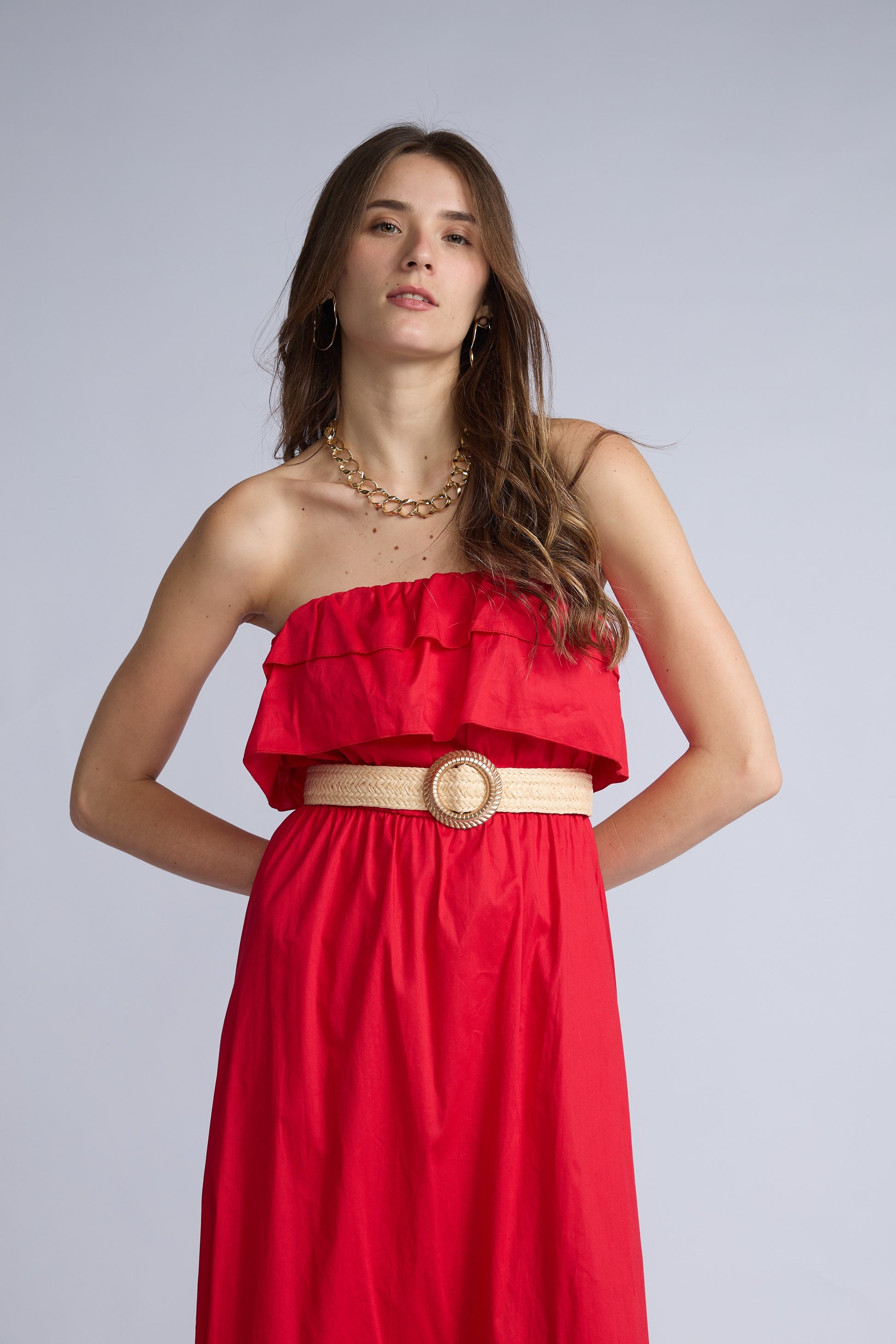 Vestido Strapless Vuelos